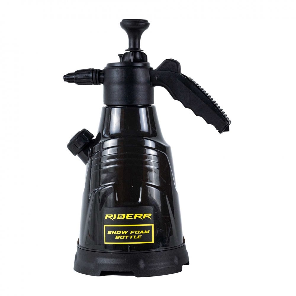 RIDERR Motorcycle Snow Foam Bottle - 2ltr | 2x Spray Nozzles for Water or Foam (Black/Yellow)