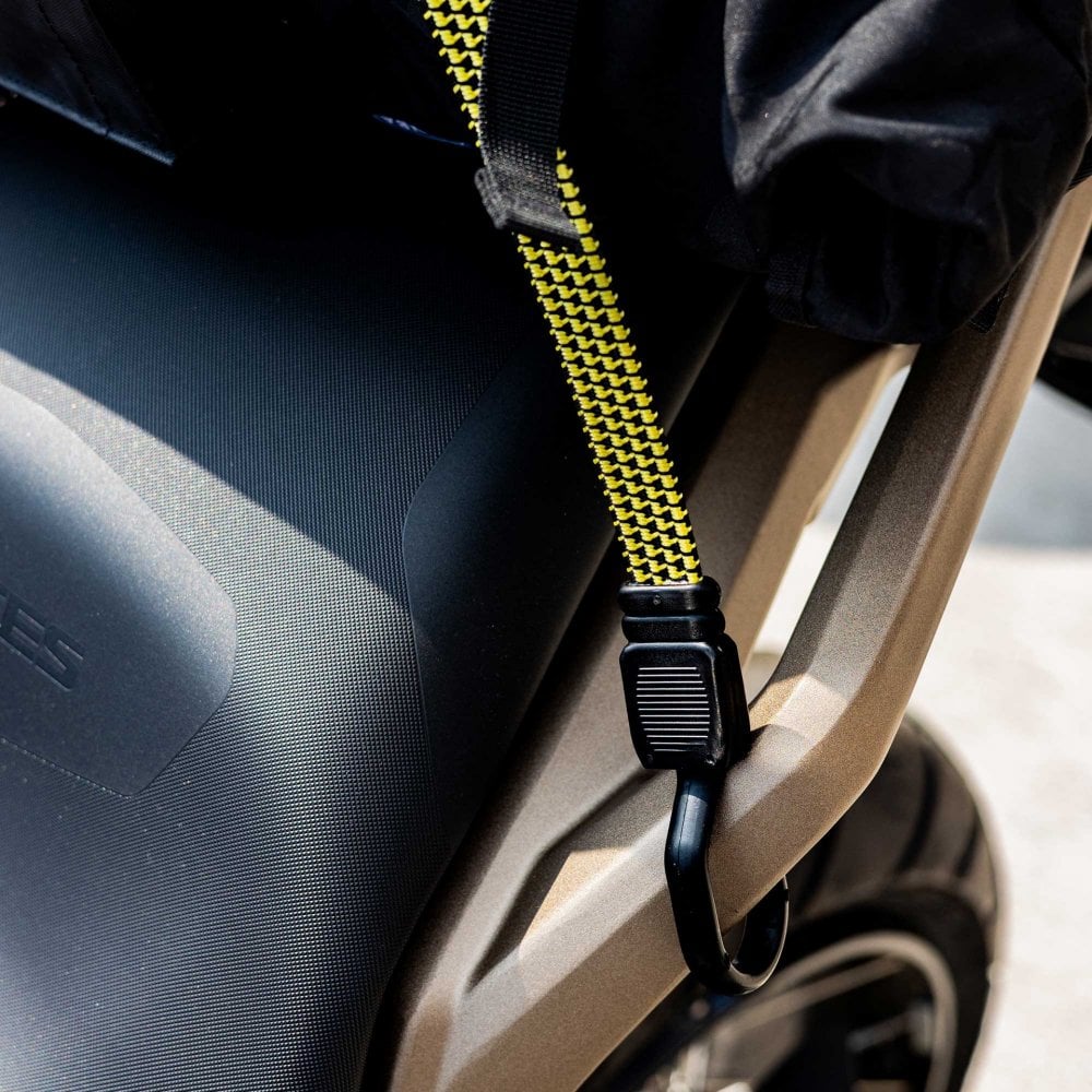 RIDERR Motorcycle Flat Bungee Strap - 36" | Anti Roll Design | Strong Elastic (Black/Yellow)