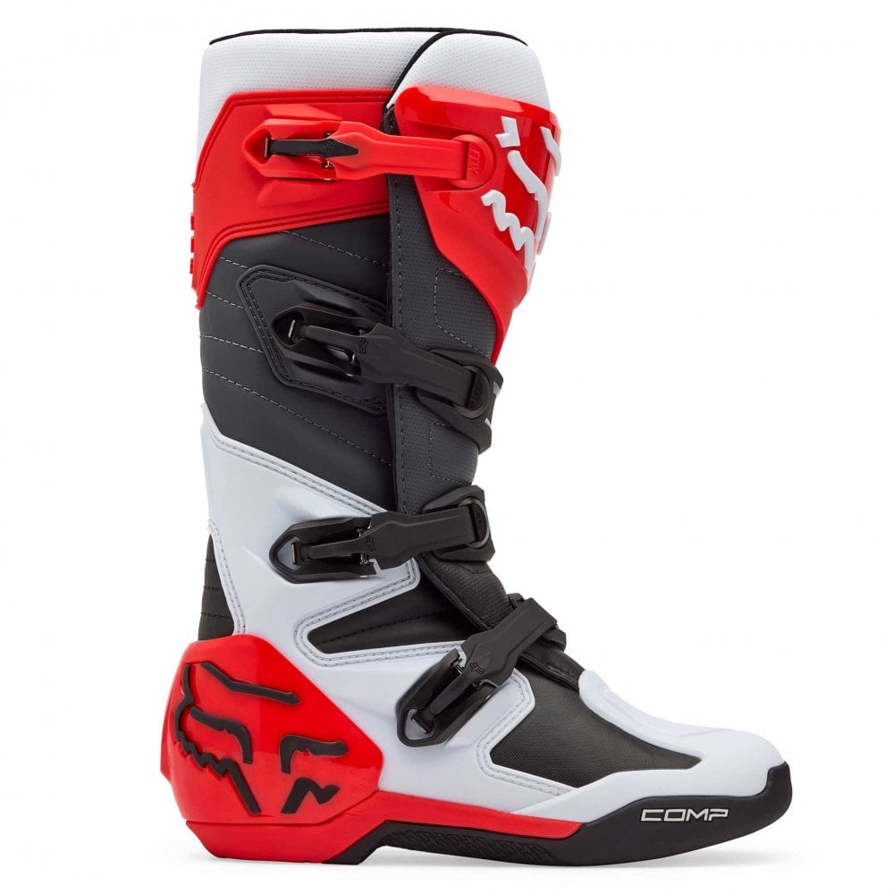 FOX Racing Motocross Boots - COMP (White/Fluo Red/Black)