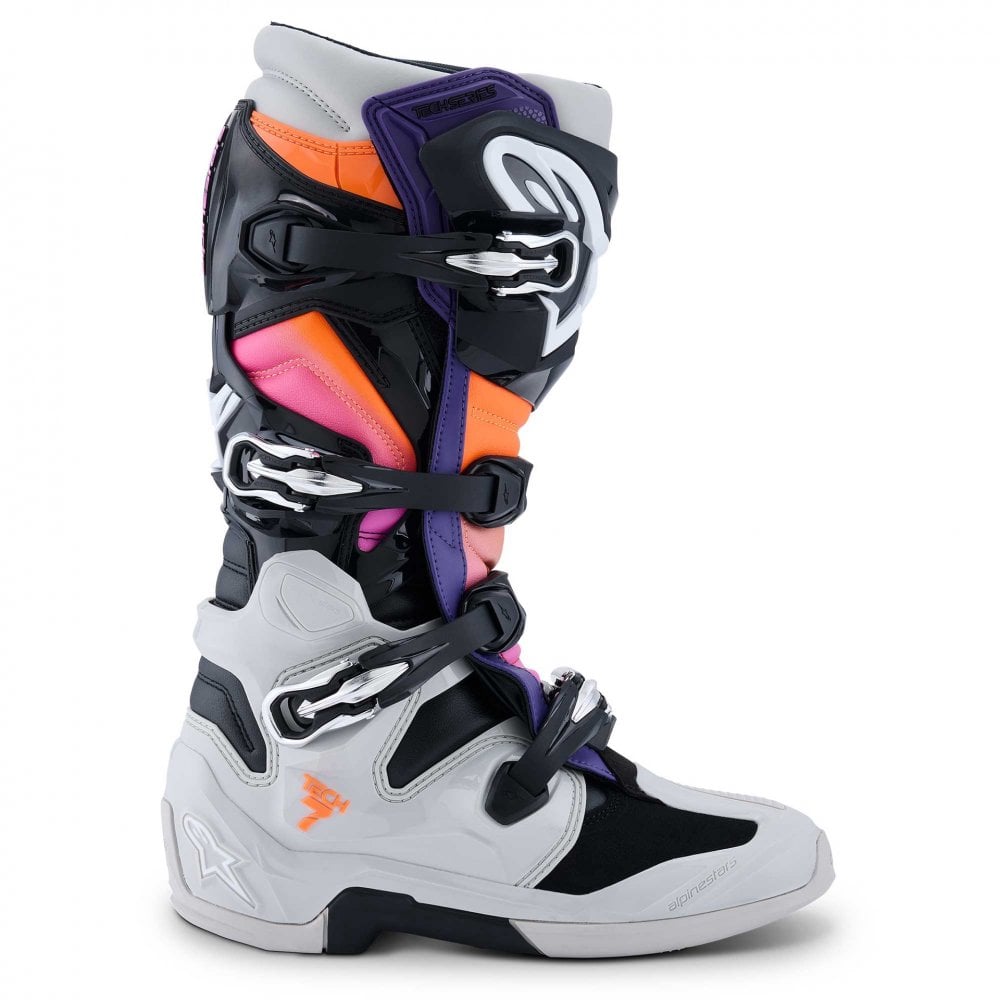 Alpinestars MX Boots - Tech 7 **NEW Model** (Black/Light Grey/Orange Fluo/Magento)