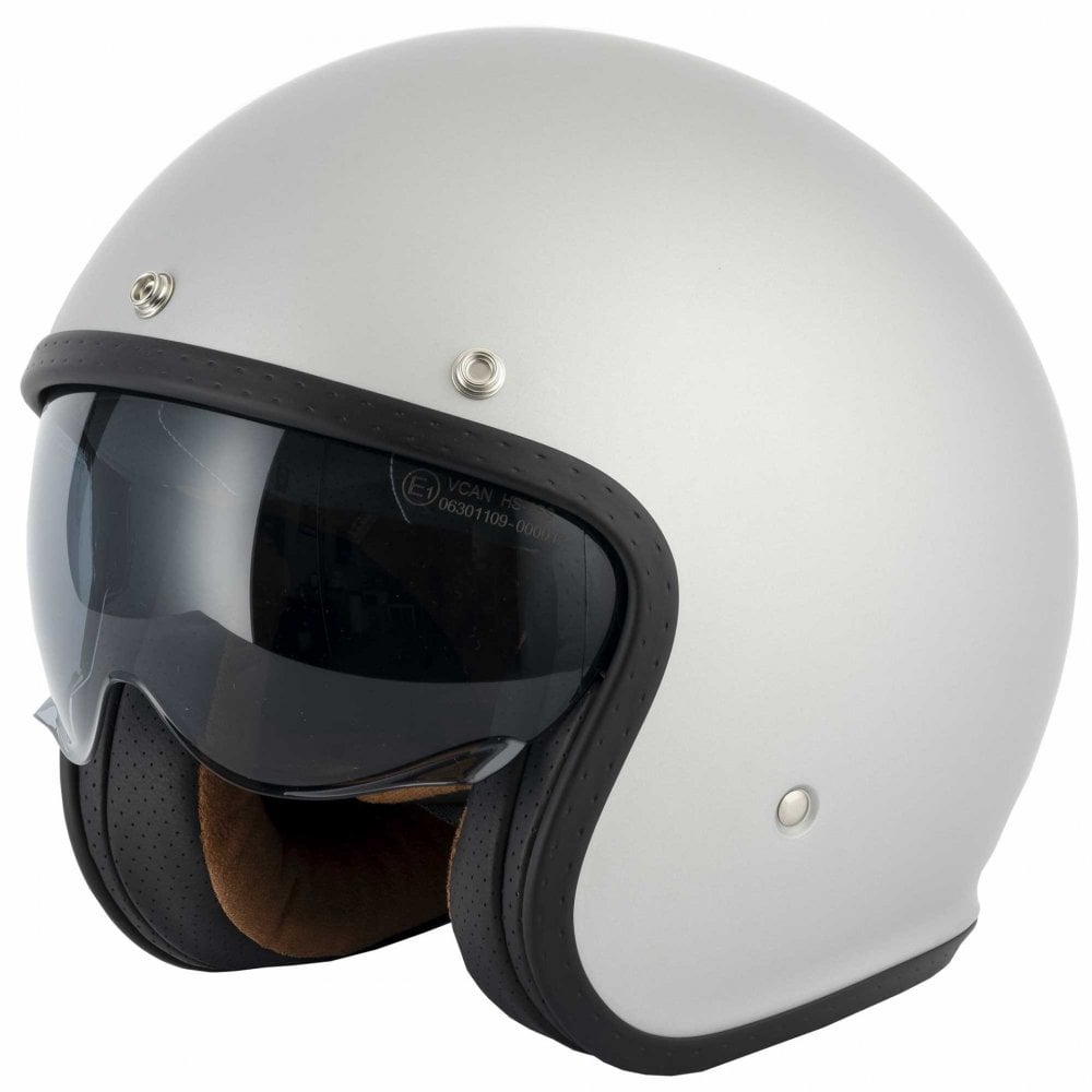 Vcan H589 Open Face Helmet inc Peak (Silver Matte)