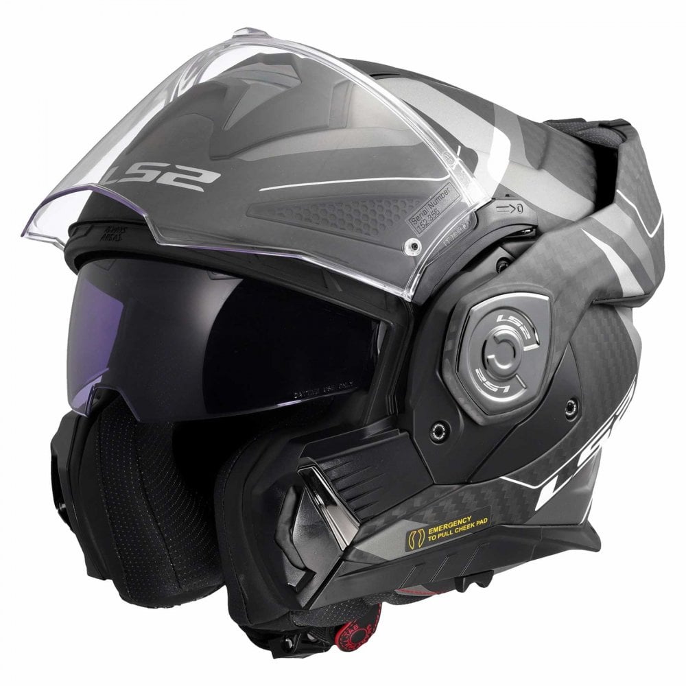 LS2 Motorcycle Touring Flip Over Helmet - FF901 Advant X - C Horizon (Carbon/Silver Grey)