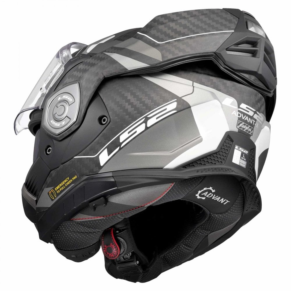 LS2 Motorcycle Touring Flip Over Helmet - FF901 Advant X - C Horizon (Carbon/Silver Grey)