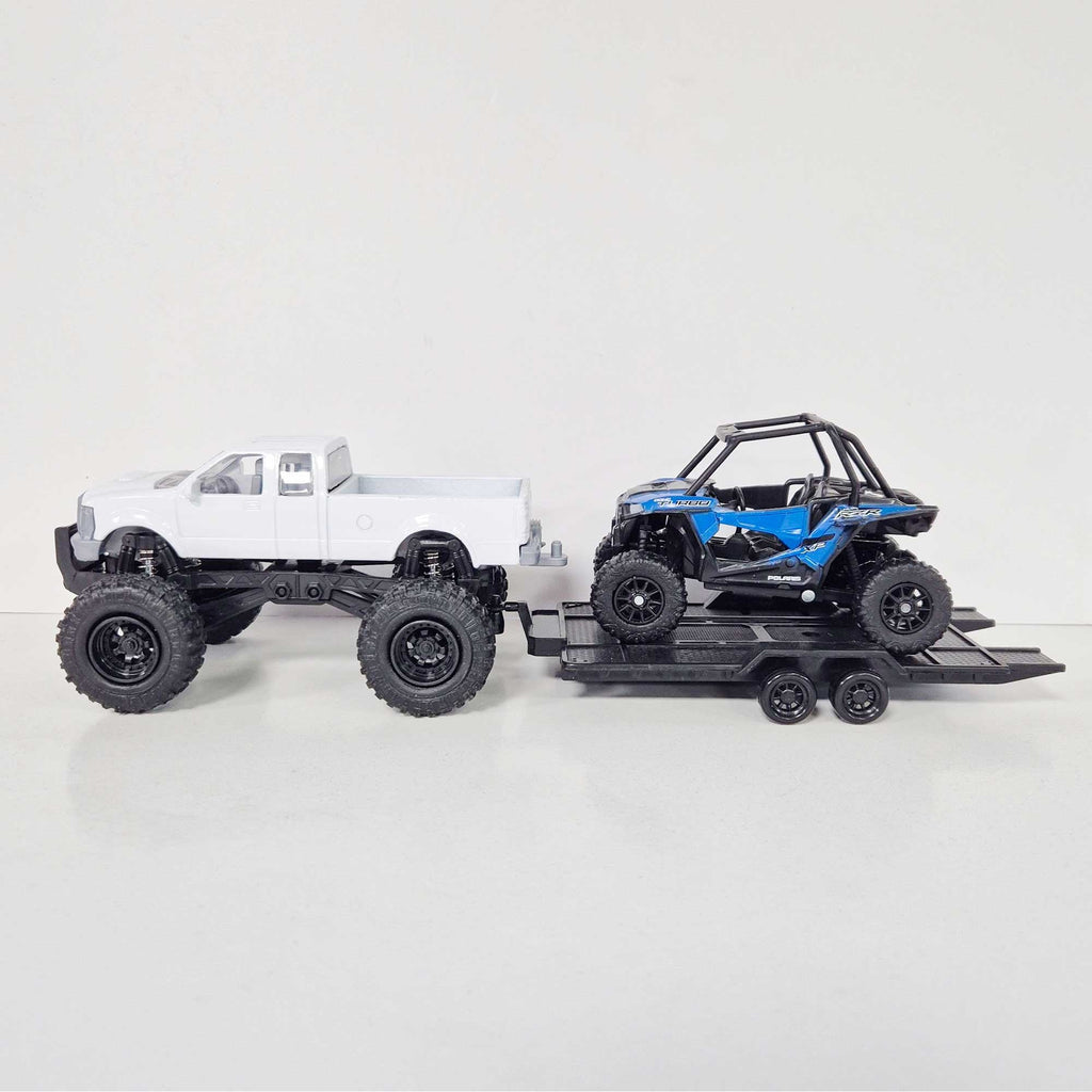 New Ray Toys - 1:32 - Truck - White Chevrolet Pick-Up w/Trailer & Polaris