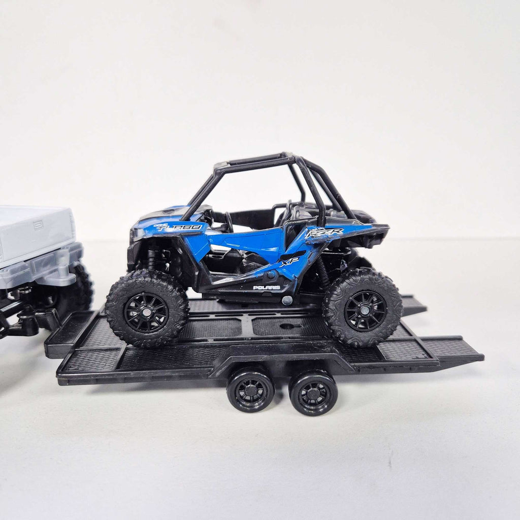 New Ray Toys - 1:32 - Truck - White Chevrolet Pick-Up w/Trailer & Polaris