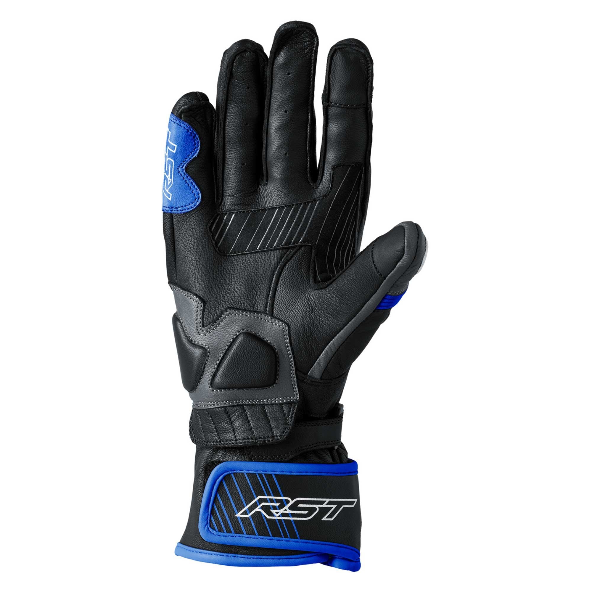 RST Motorcycle Road | Sports Leather Gloves - Fulcrum CE (Grey/Blue/Black)