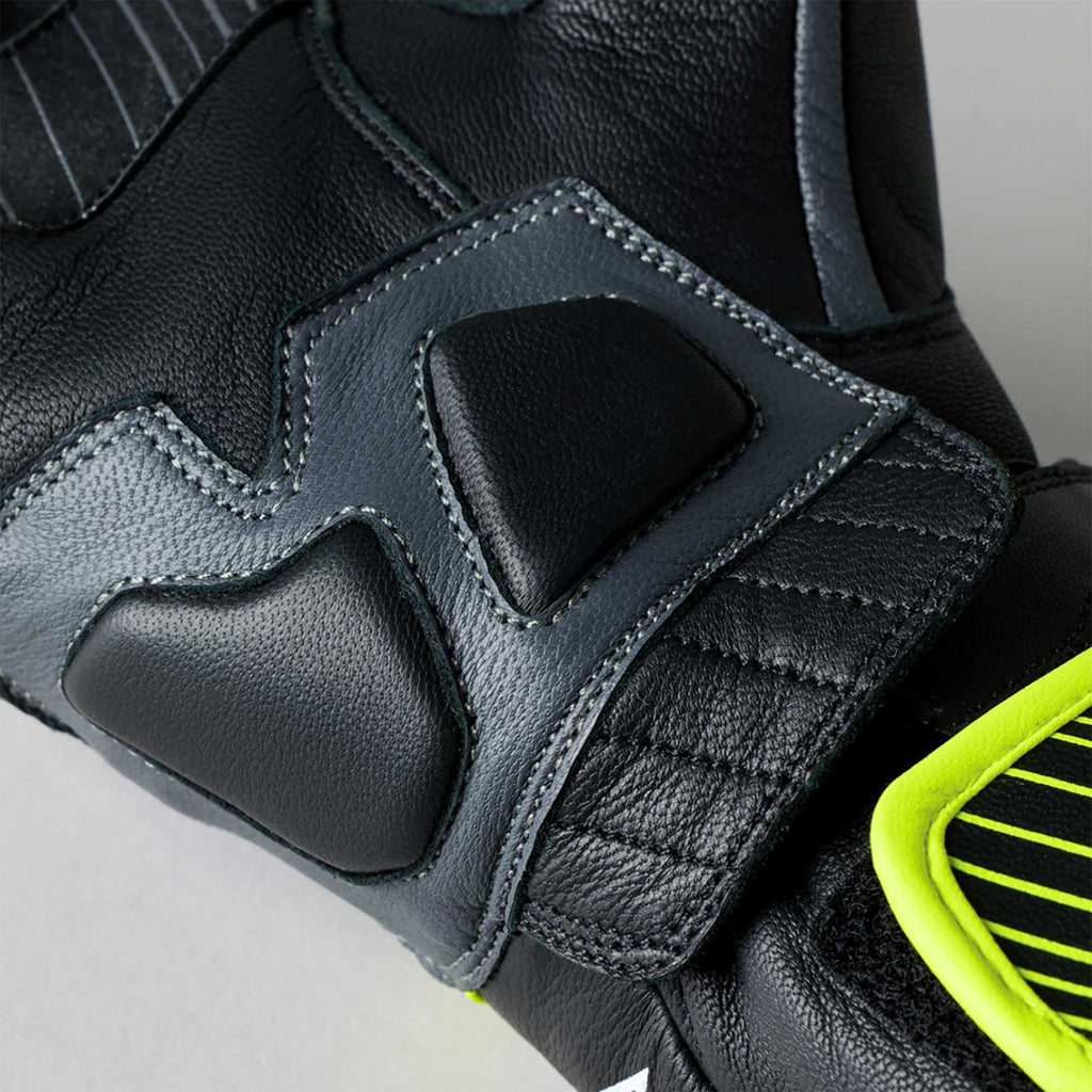 RST Motorcycle Road | Sports Leather Gloves - Fulcrum CE (Grey/Fluo Yellow/Black)