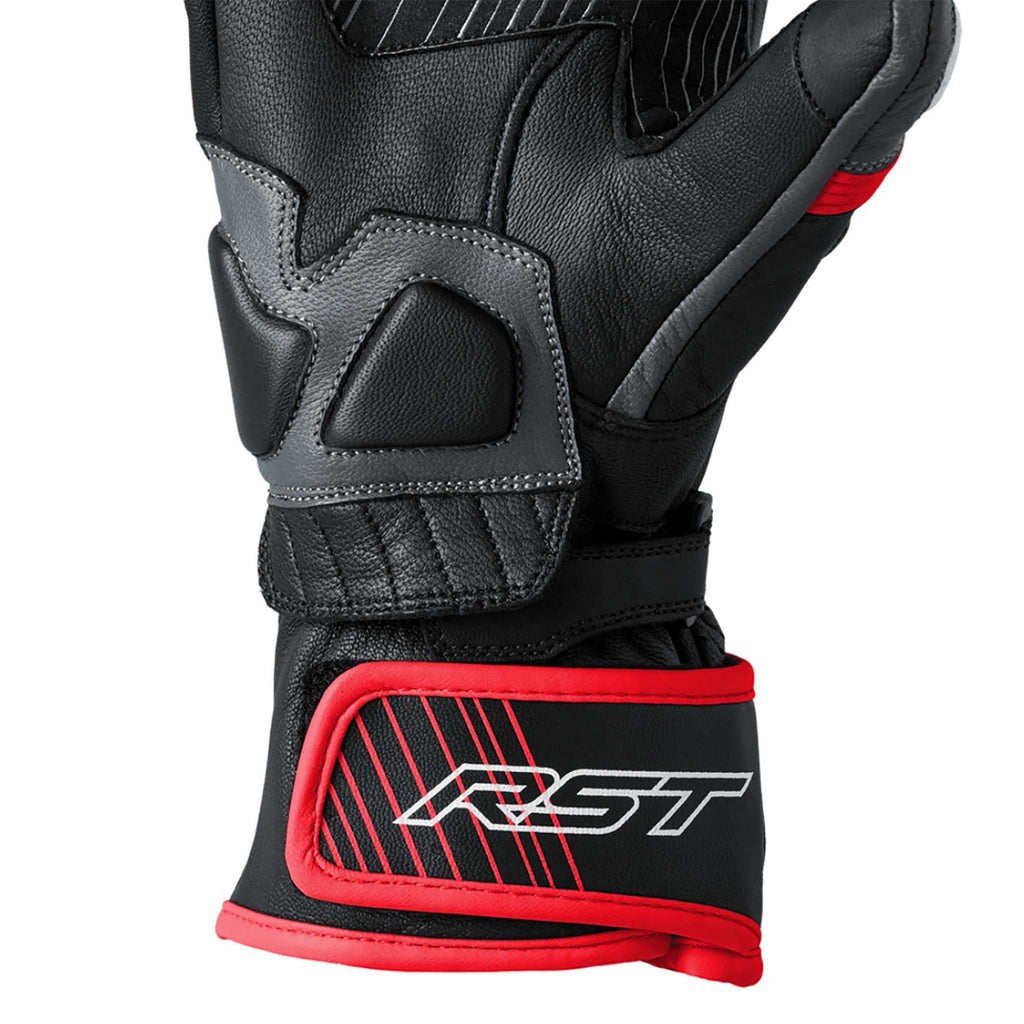 RST Motorcycle Road | Sports Leather Gloves - Fulcrum CE (Grey/Red/Black)