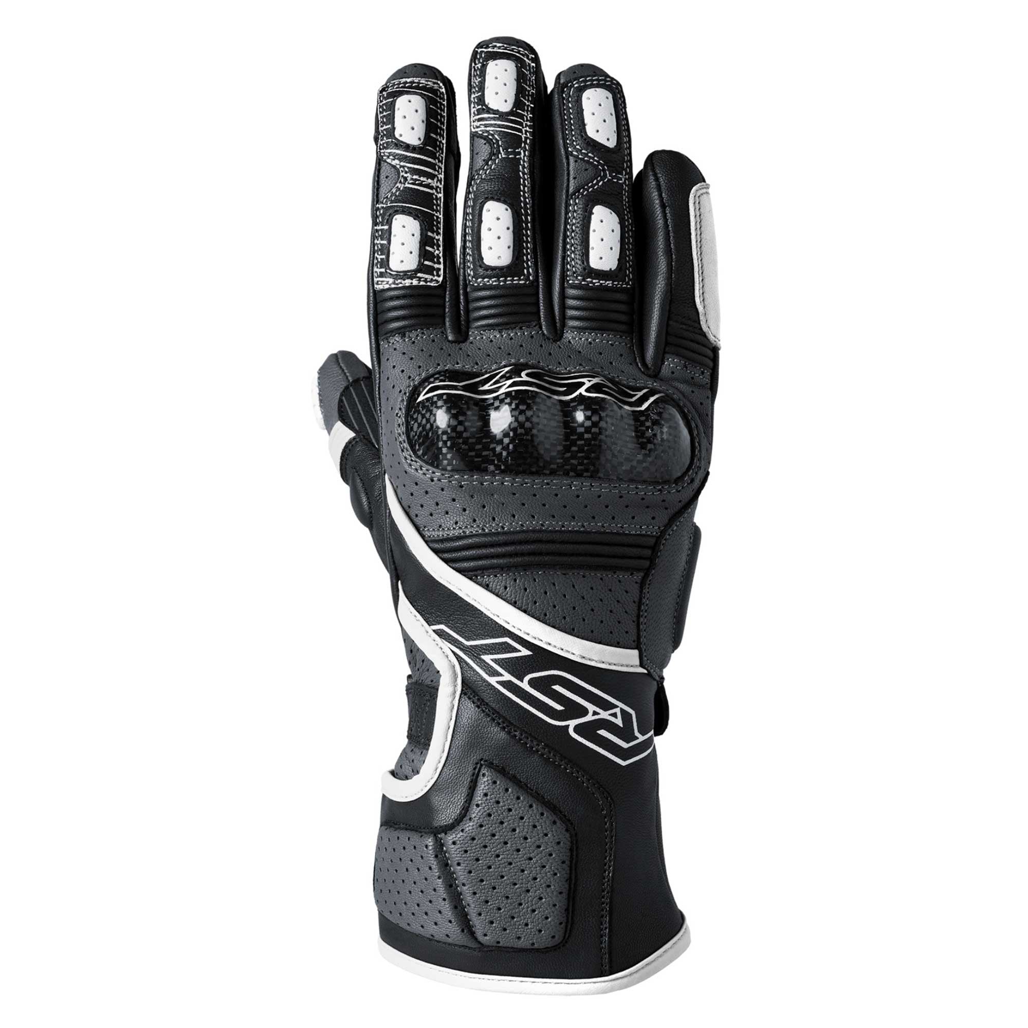 RST Motorcycle Road | Sports Leather Gloves - Fulcrum CE (Grey/White/Black)