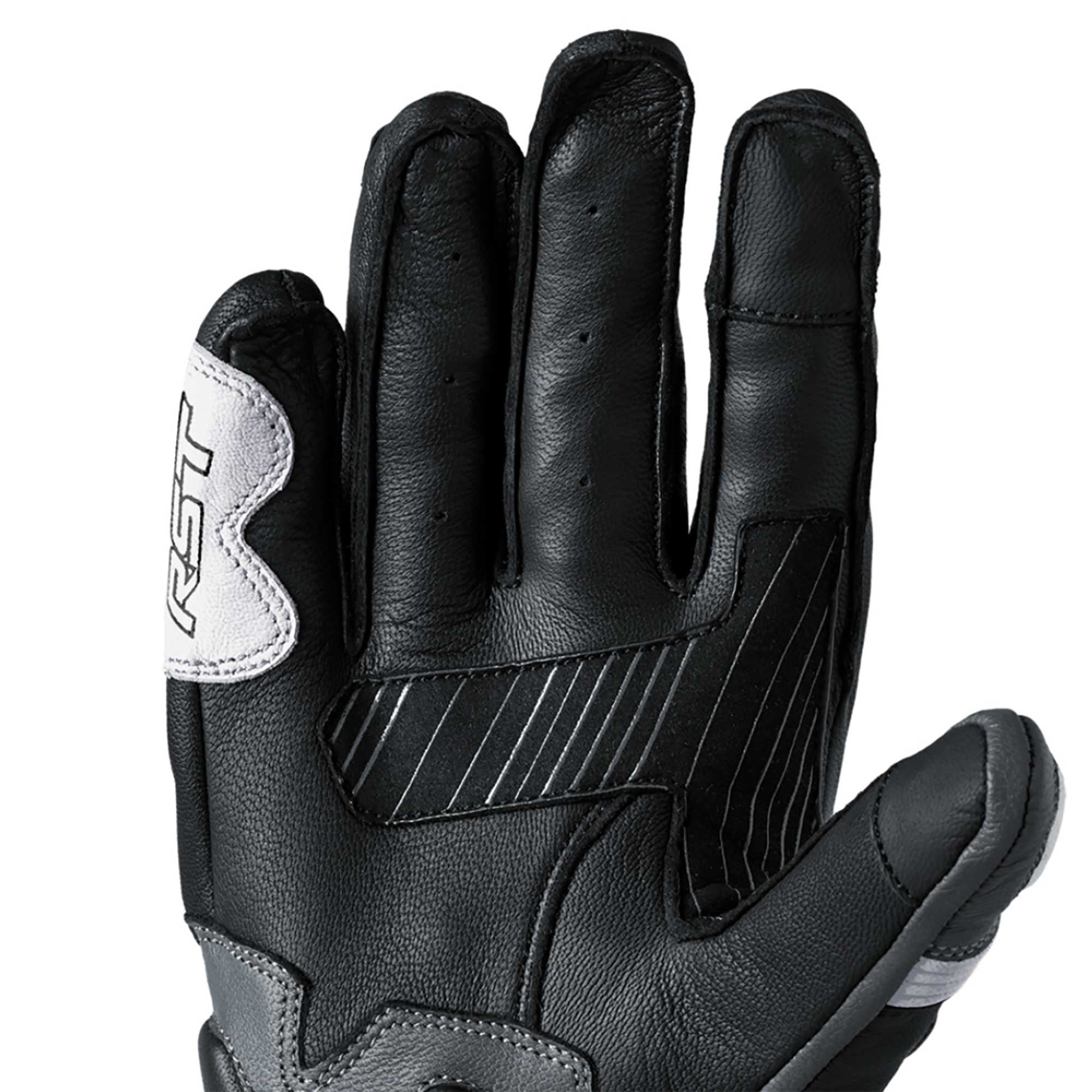 RST Motorcycle Road | Sports Leather Gloves - Fulcrum CE (Grey/White/Black)
