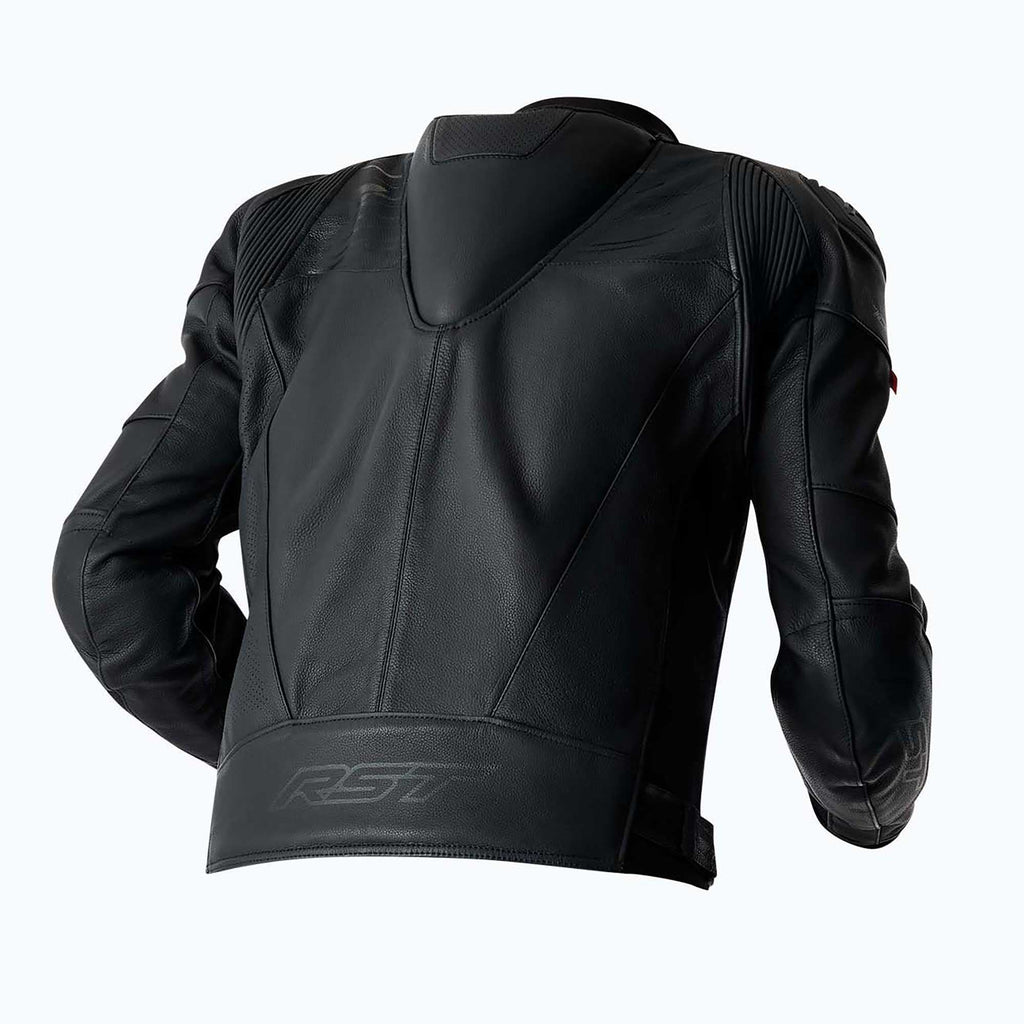 RST Motorcycle Race | Road Leather Jacket - Tractech Evo D3O Armour (Black / Black)