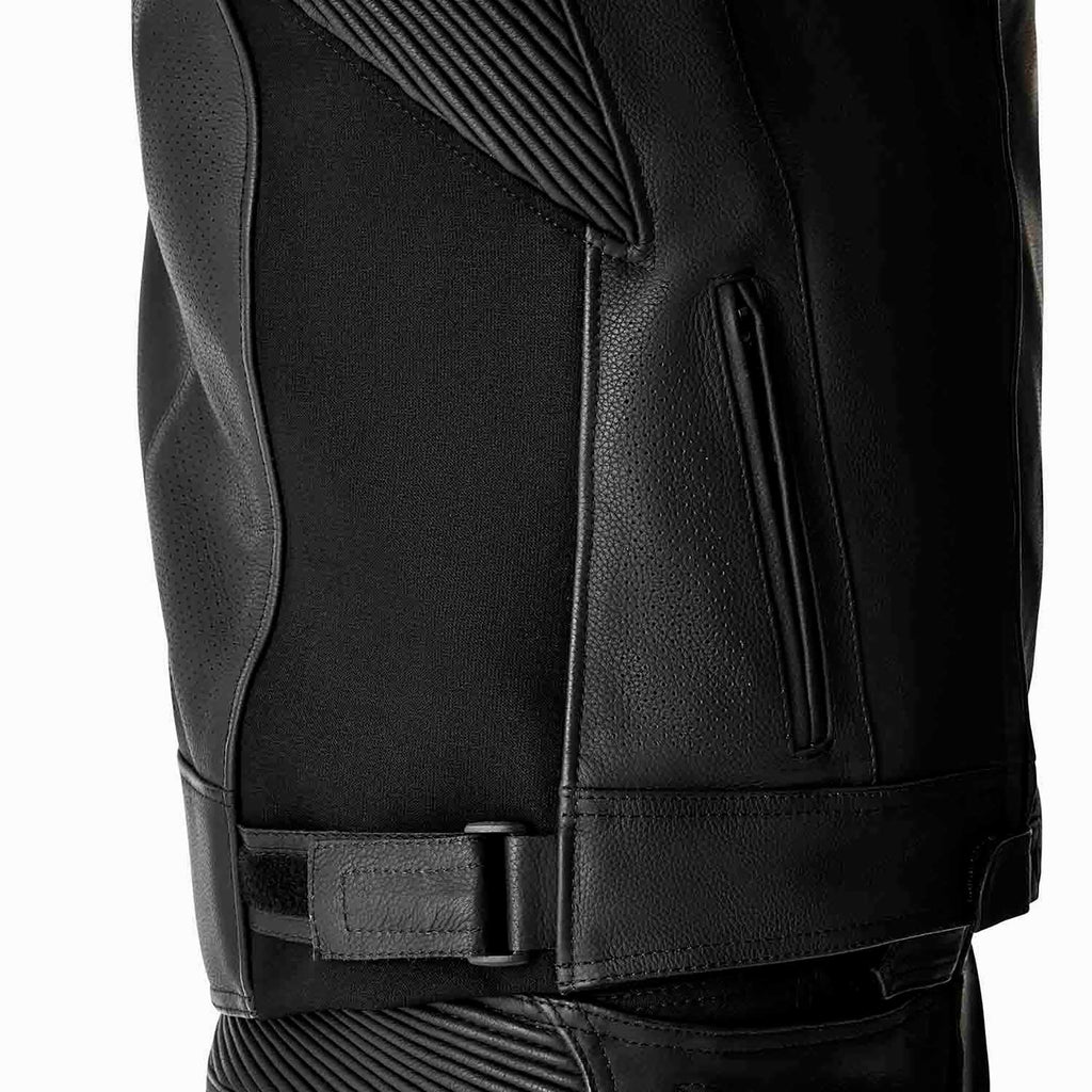 RST Motorcycle Race | Road Leather Jacket - Tractech Evo D3O Armour (Black / Black)