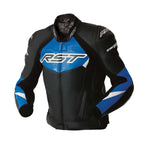 RST Motorcycle Race | Road Leather Jacket - Tractech Evo D3O Armour (Black / Blue)