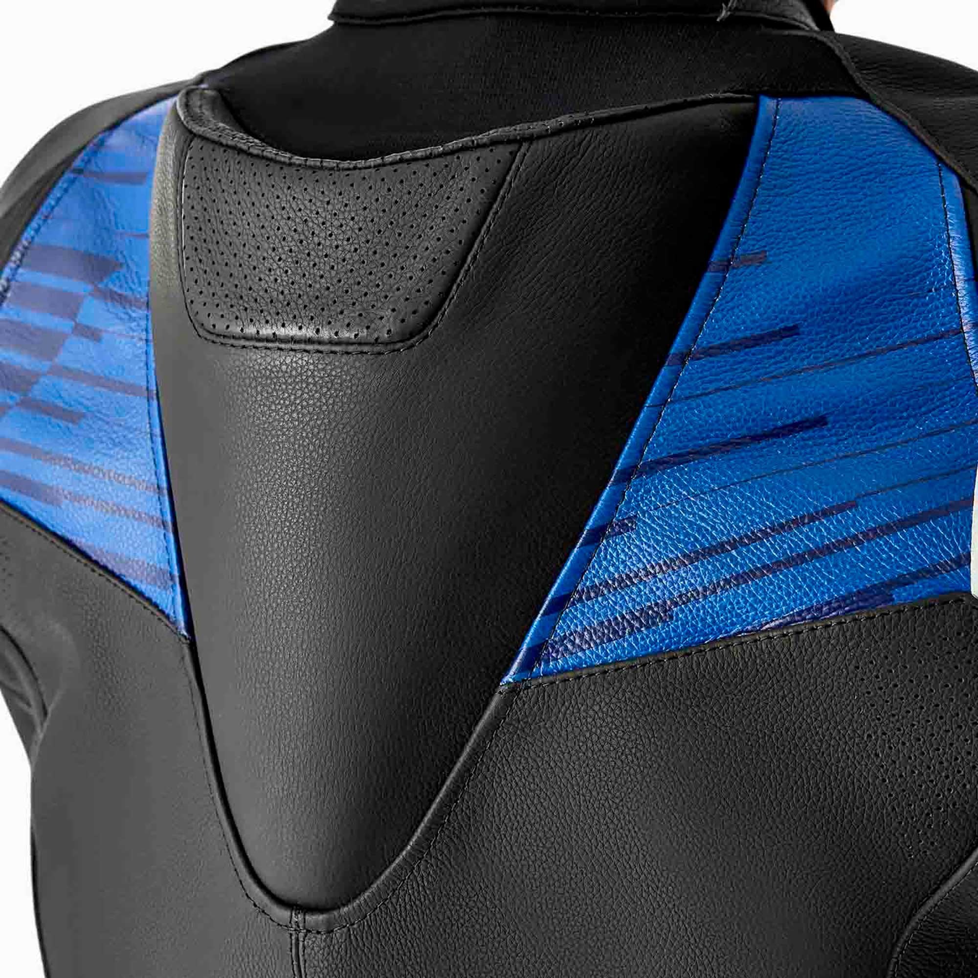 RST Motorcycle Race | Road Leather Jacket - Tractech Evo D3O Armour (Black / Blue)