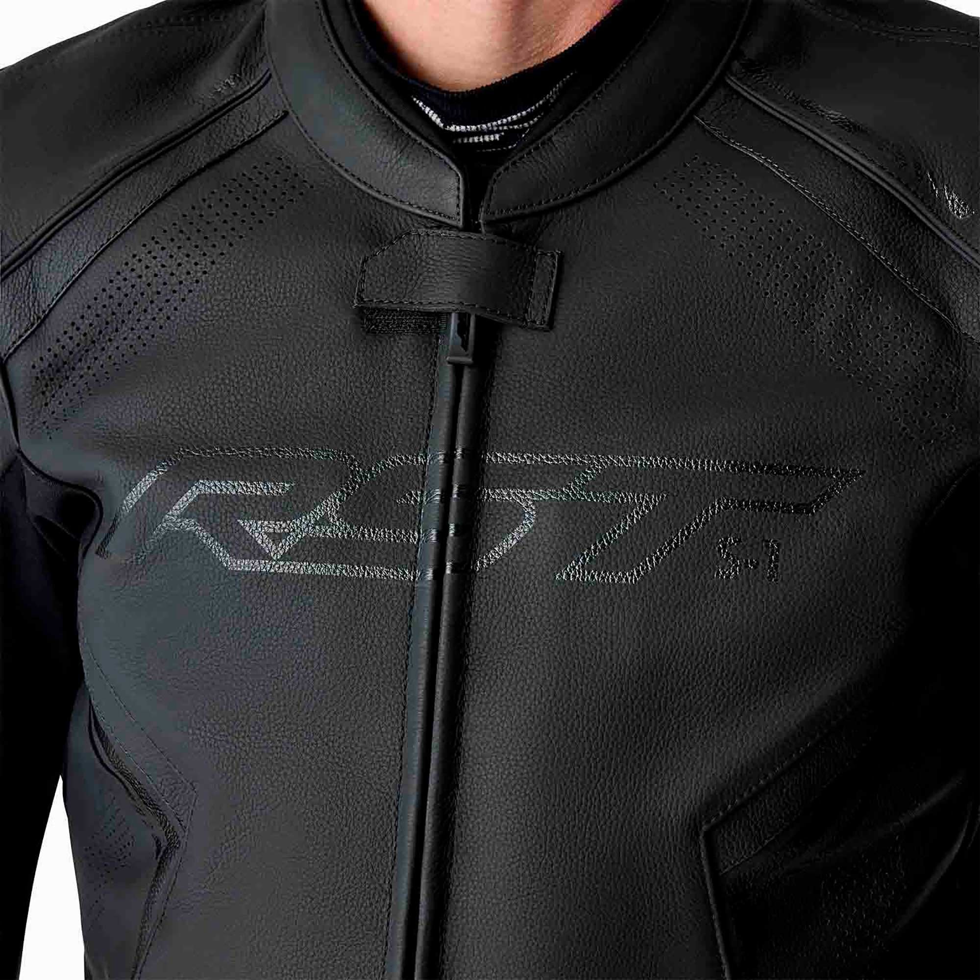 RST Motorcycle Sports | Road Leather Jacket - S1 D3O Armour (Black / Black / Black)
