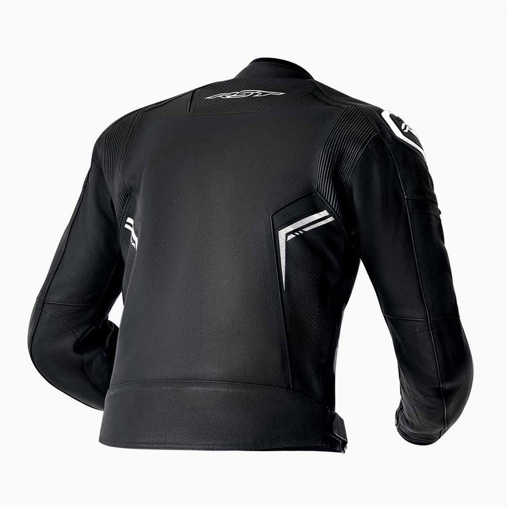 RST Motorcycle Sports | Road Leather Jacket - S1 D3O Armour (Black / Black / White)