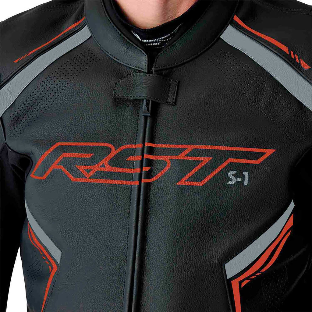 RST Motorcycle Sports | Road Leather Jacket - S1 D3O Armour (Black /  Grey / Red)