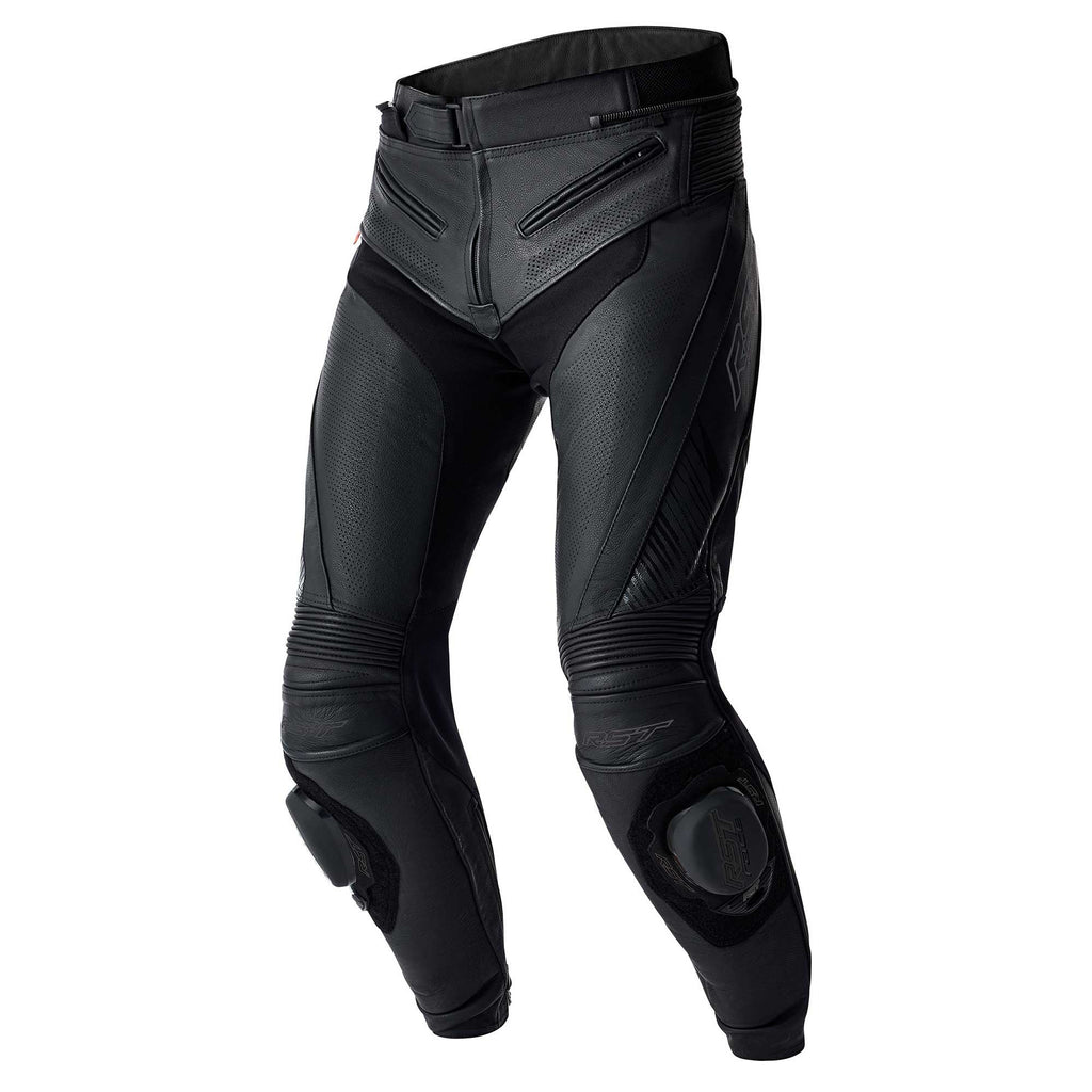 RST Motorcycle Race | Road Leather Jeans - Tractech Evo D3O Armour *Short Leg* (Black / Black)