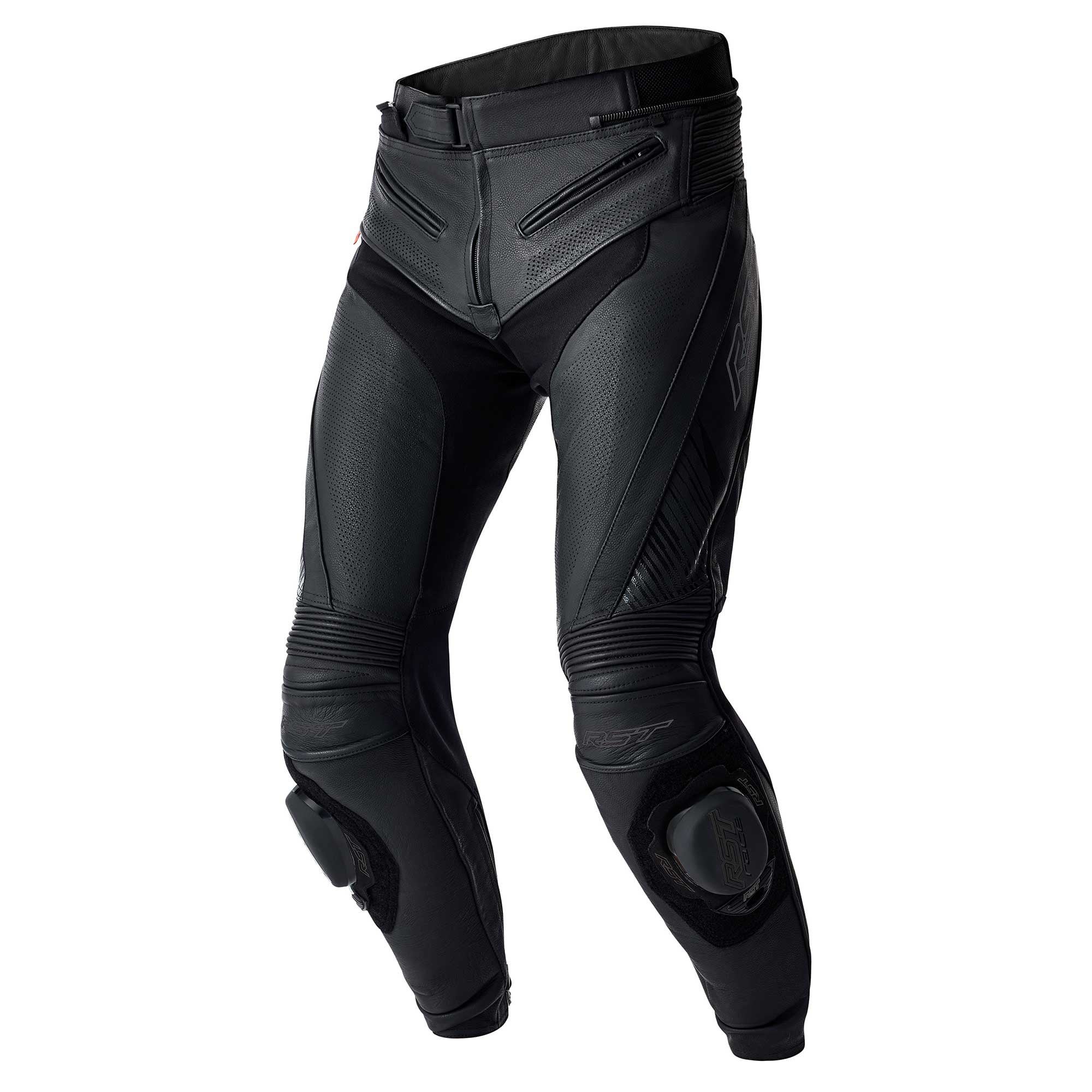 RST Motorcycle Race | Road Leather Jeans - Tractech Evo D3O Armour *Short Leg* (Black / Black)