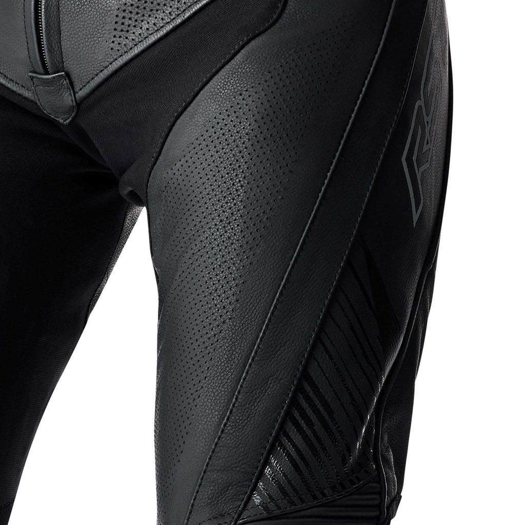 RST Motorcycle Race | Road Leather Jeans - Tractech Evo D3O Armour *Short Leg* (Black / Black)