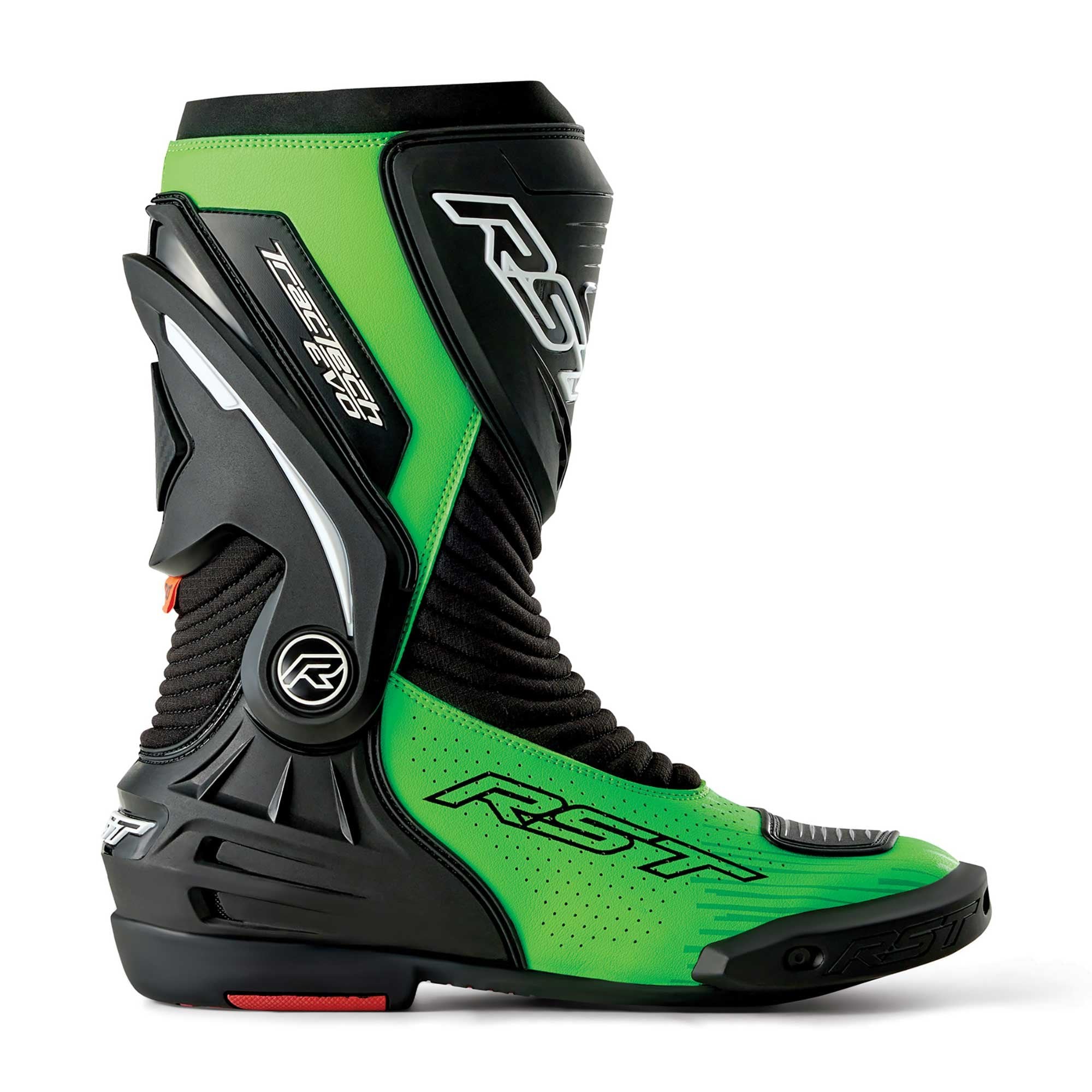 RST Motorcycle Race | Road Boots - Tractech Evo D3O (Black / Flo Green)