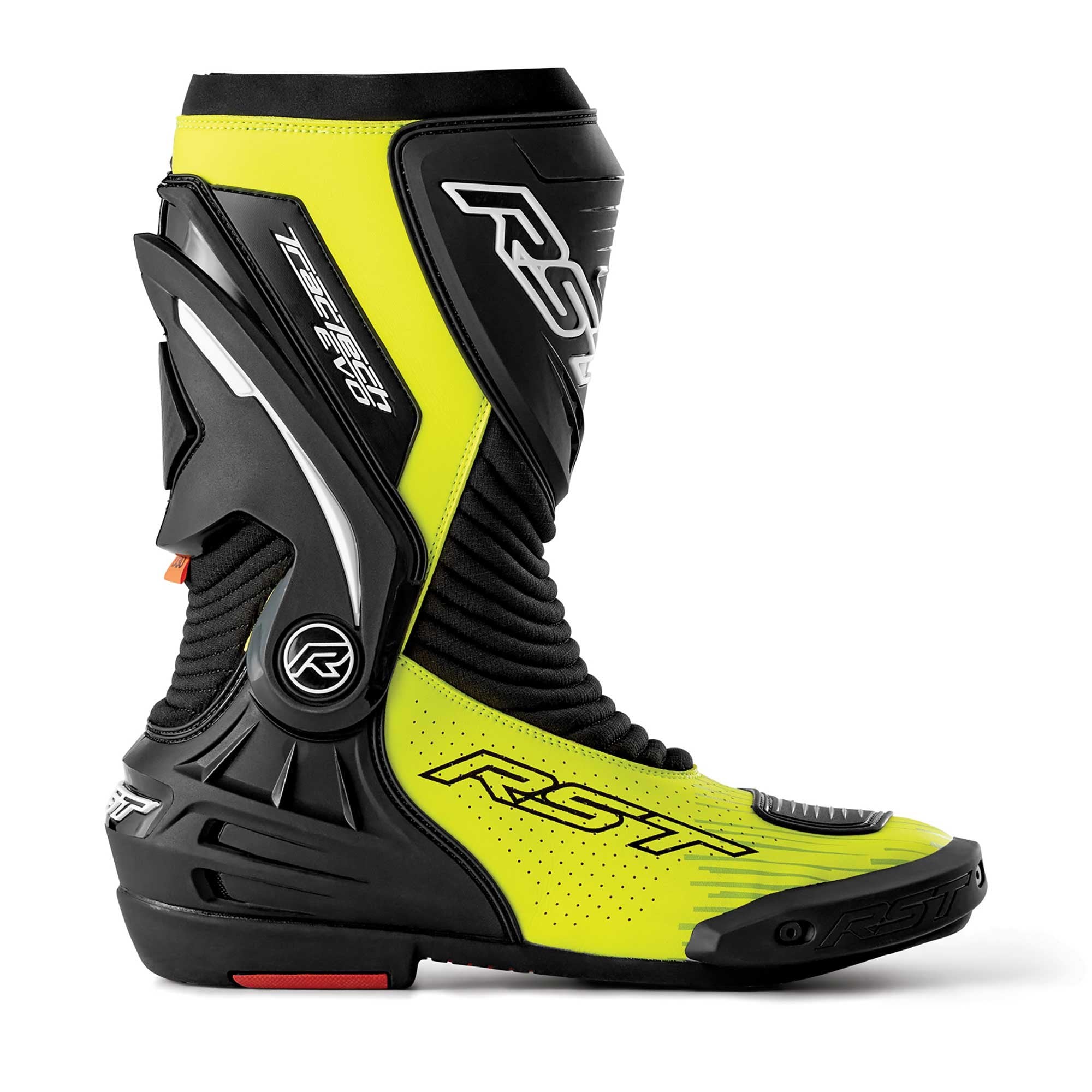 RST Motorcycle Race | Road Boots - Tractech Evo D3O (Black / Flo Yellow)