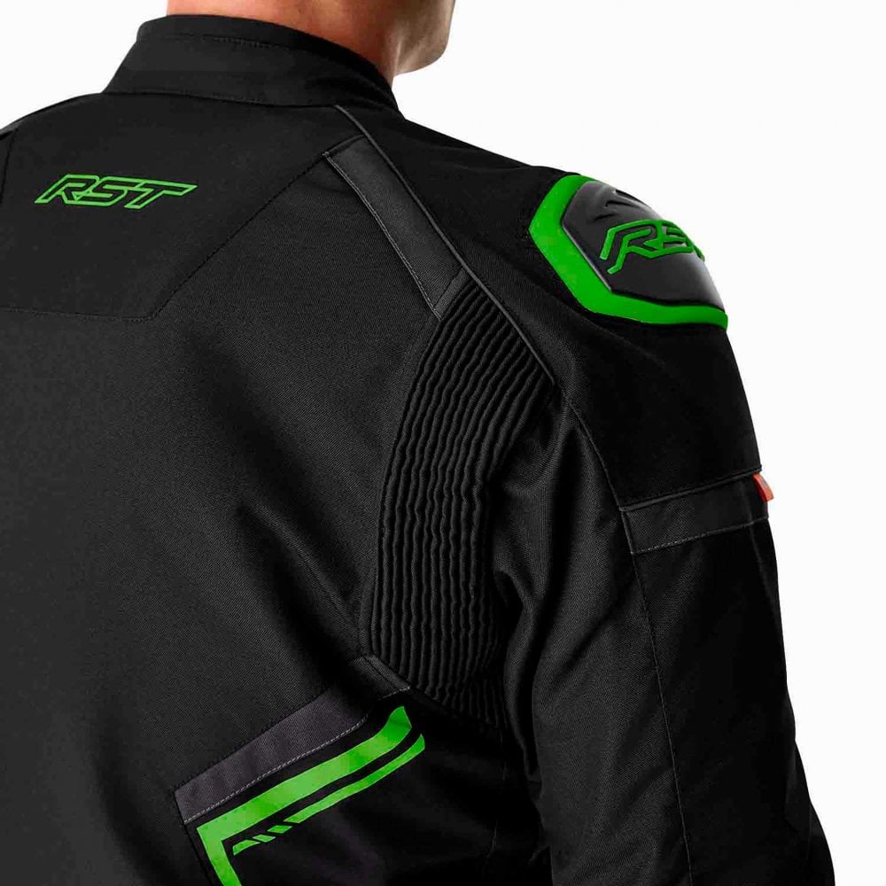 RST Motorcycle Sports | Road Textile Jacket - S1 D3O Armour (Black / Grey / Flo Green)