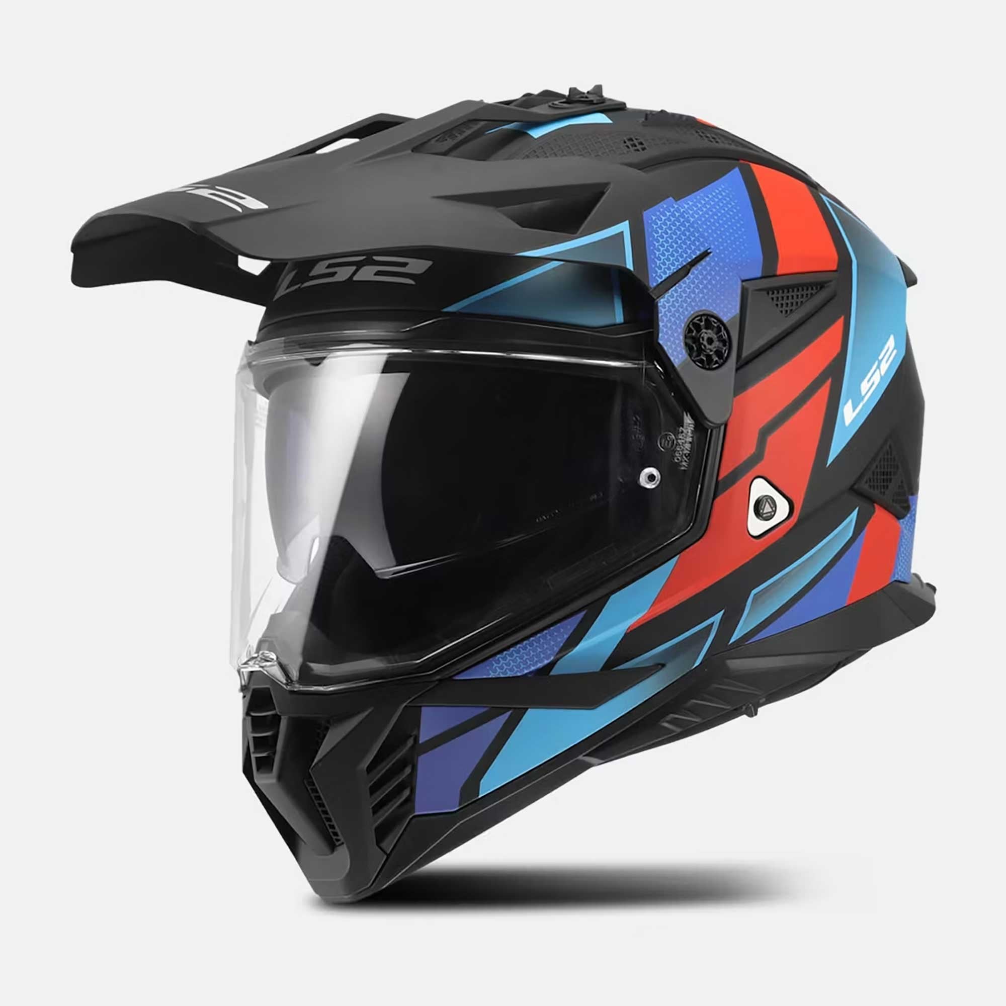 LS2 Motorcycle Adventure Helmet - MX702 BLOCK (Black/Red/Blue)