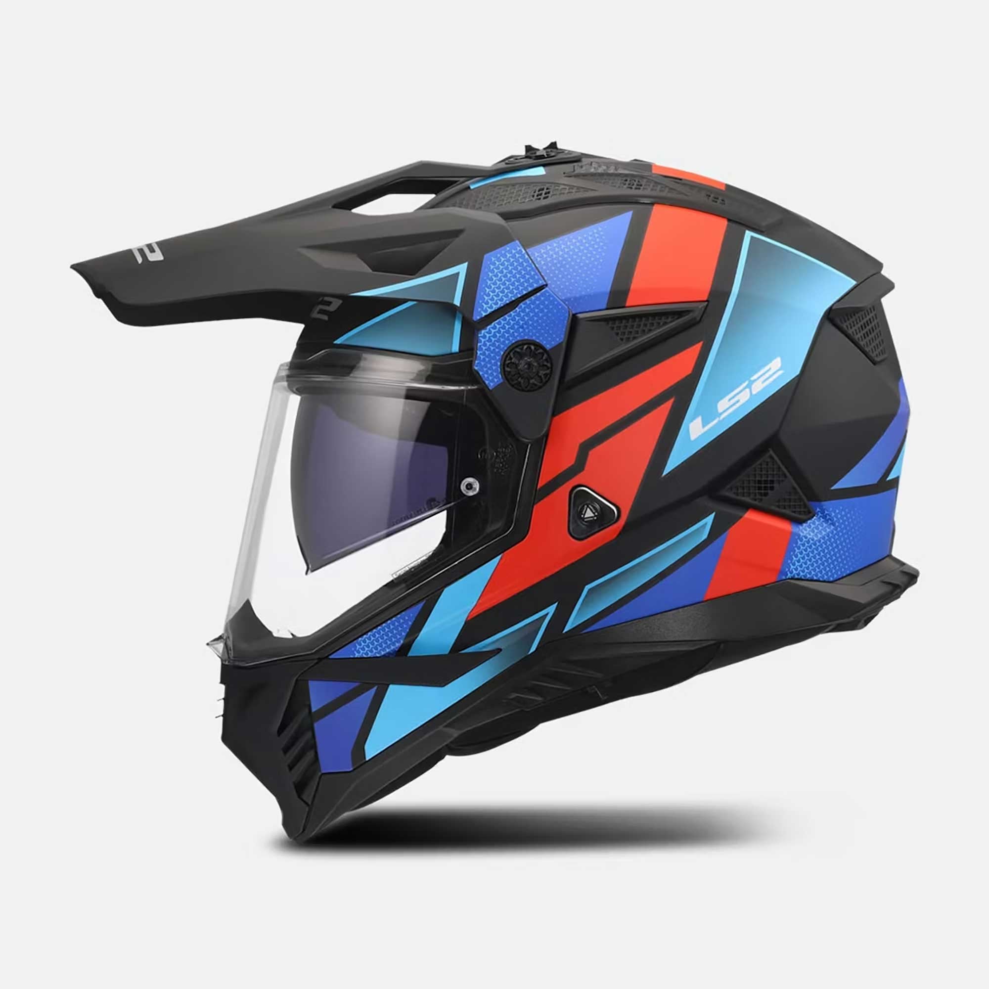 LS2 Motorcycle Adventure Helmet - MX702 BLOCK (Black/Red/Blue)