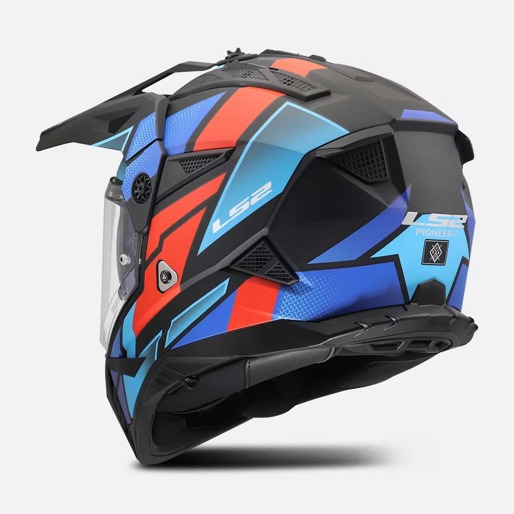 LS2 Motorcycle Adventure Helmet - MX702 BLOCK (Black/Red/Blue)