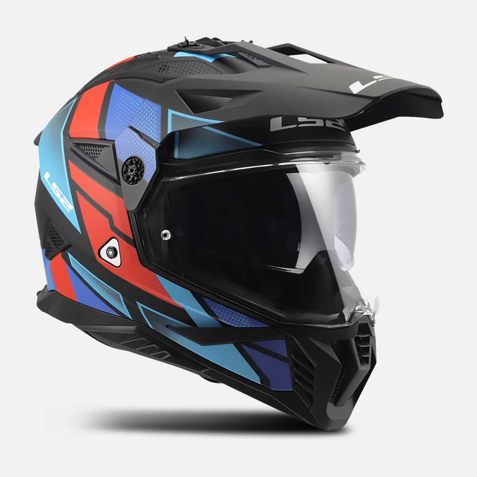 LS2 Motorcycle Adventure Helmet - MX702 BLOCK (Black/Red/Blue)