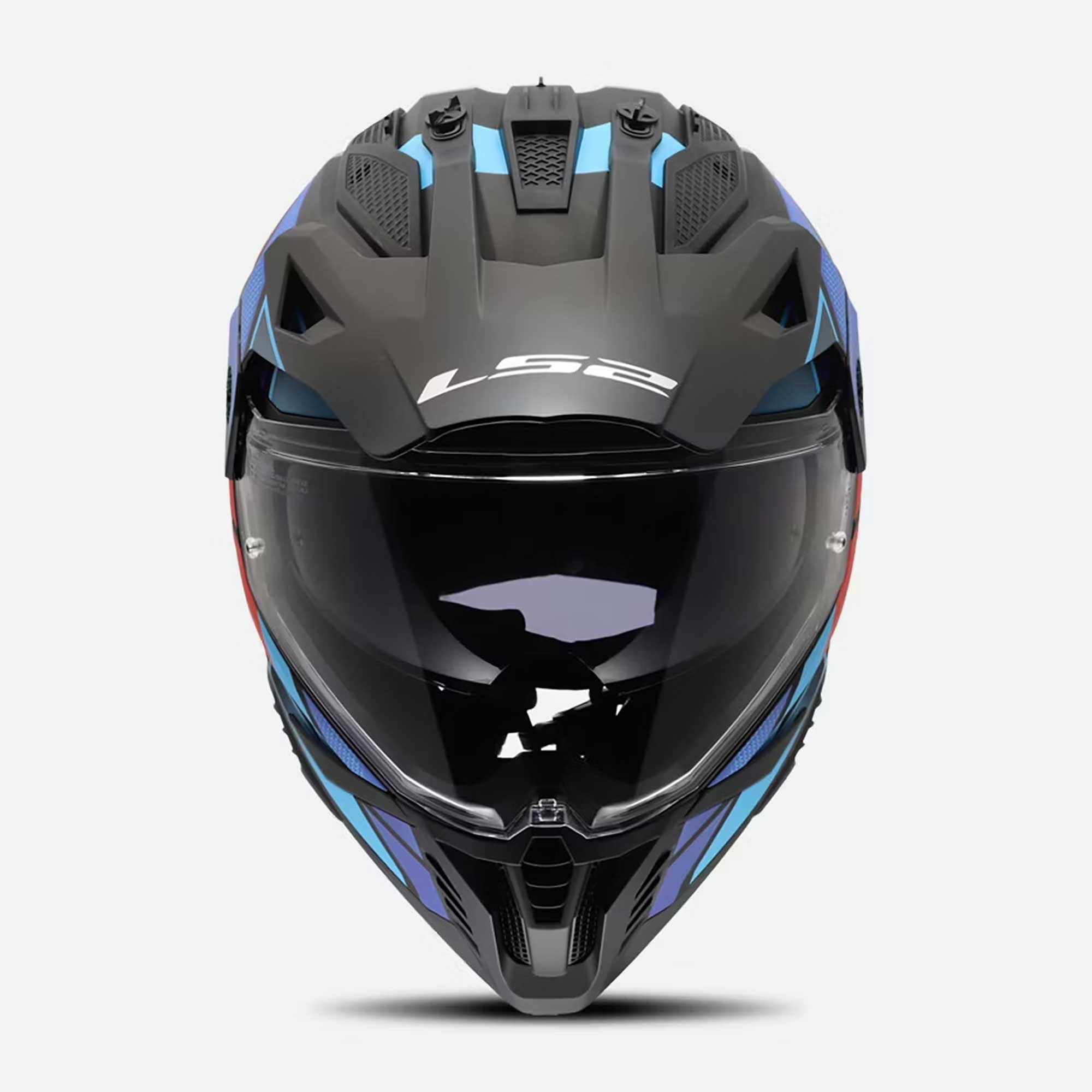 LS2 Motorcycle Adventure Helmet - MX702 BLOCK (Black/Red/Blue)