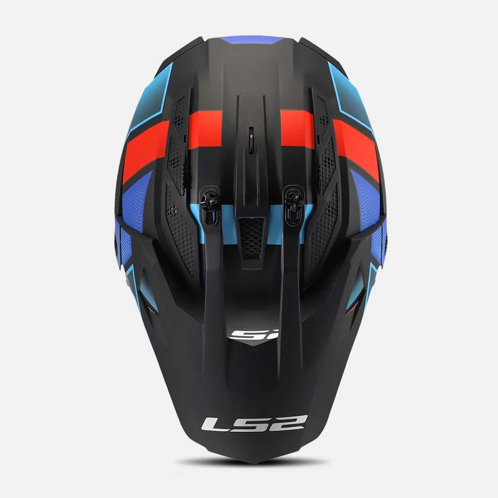 LS2 Motorcycle Adventure Helmet - MX702 BLOCK (Black/Red/Blue)
