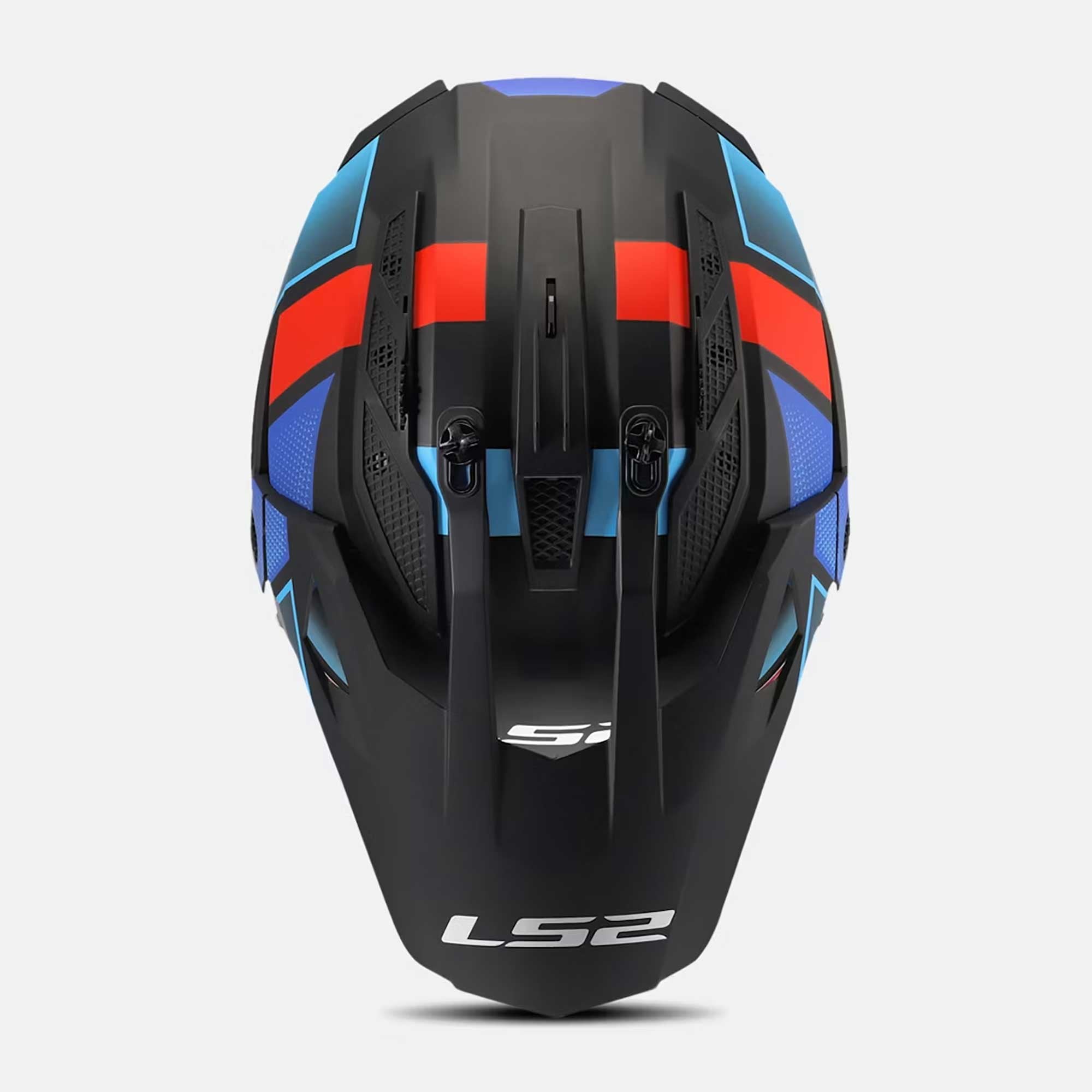 LS2 Motorcycle Adventure Helmet - MX702 BLOCK (Black/Red/Blue)