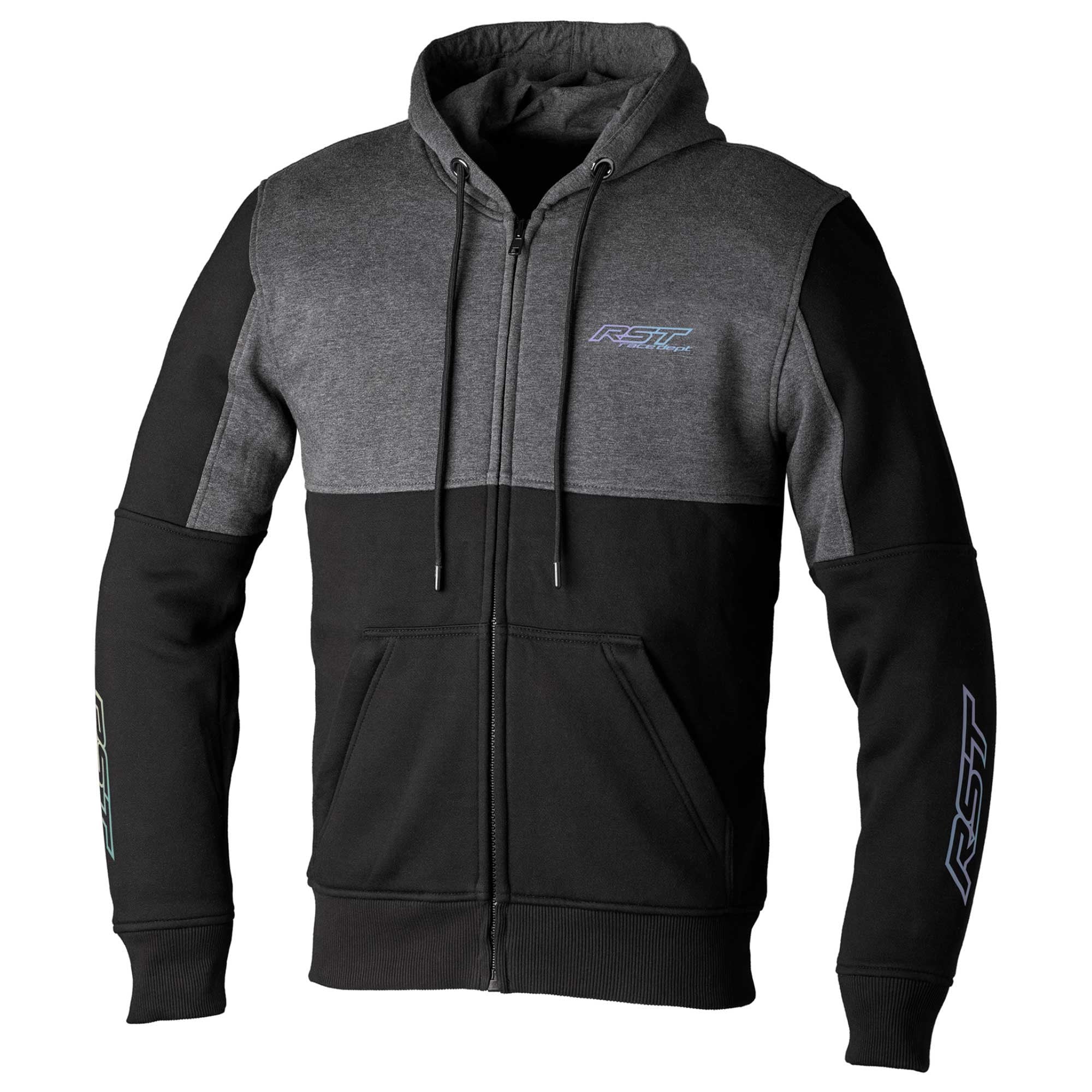 RST Motorcycle Riding Hoodie - Zip Through Team CE (Black / Grey)