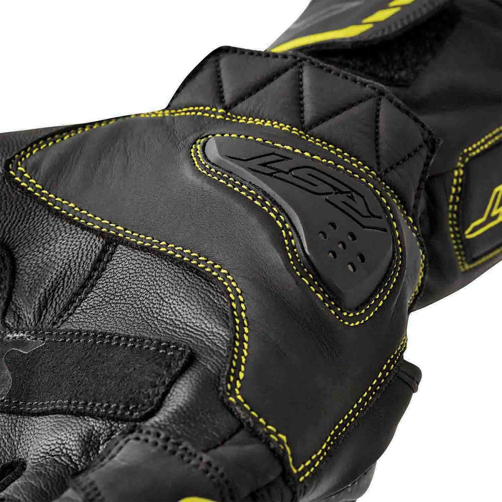 RST S1 V2 CE Motorcycle Road | Sports Leather Gloves (Black / Flo Yellow)