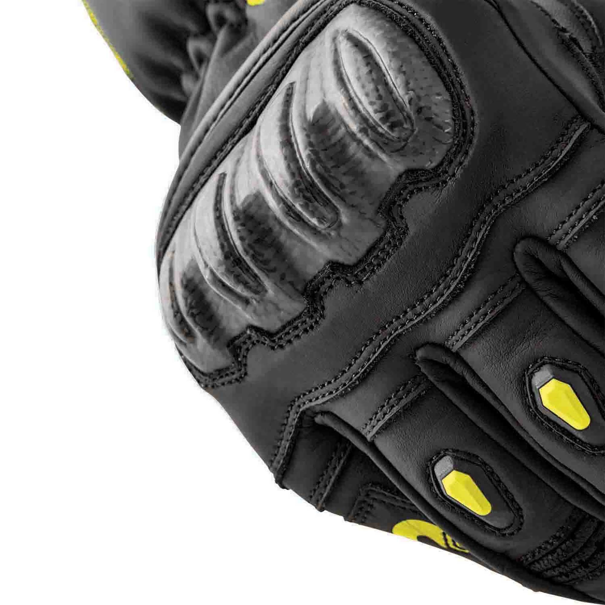 RST S1 V2 CE Motorcycle Road | Sports Leather Gloves (Black / Flo Yellow)
