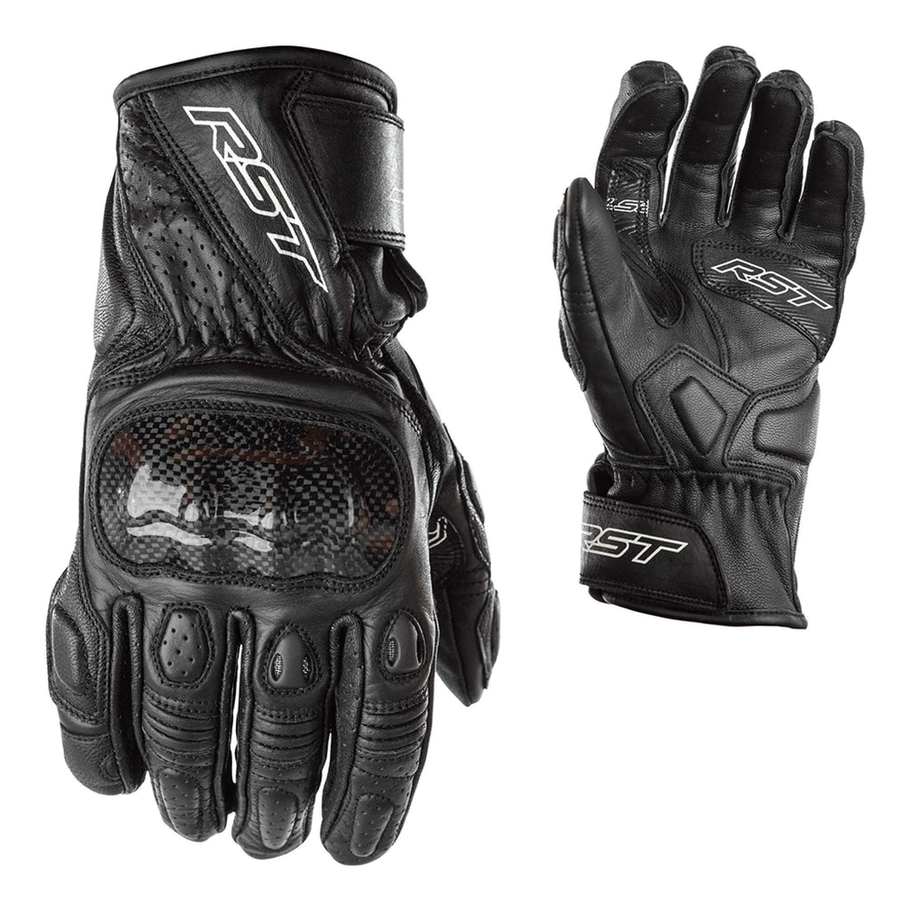 RST Women's Motorcycle Short Leather Gloves - Stunt III CE (Black / Black)
