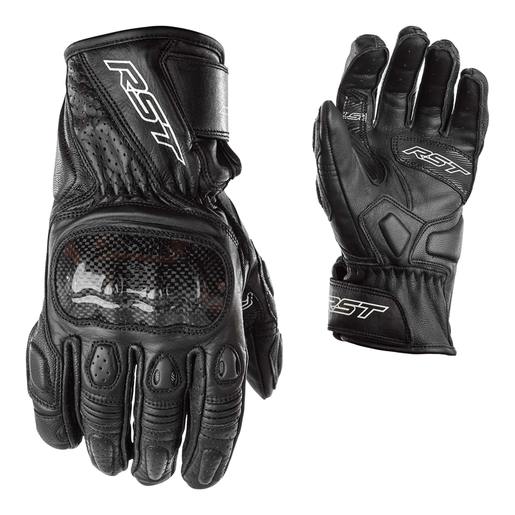 RST Women's Motorcycle Short Leather Gloves - Stunt III CE (Black / Black)