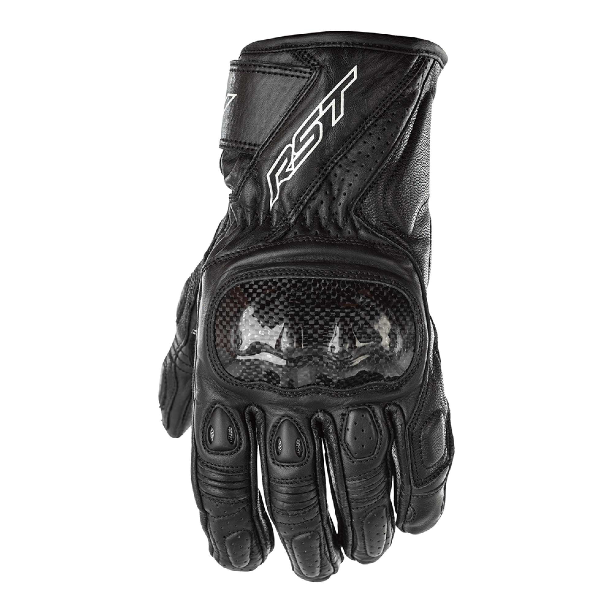 RST Women's Motorcycle Short Leather Gloves - Stunt III CE (Black / Black)