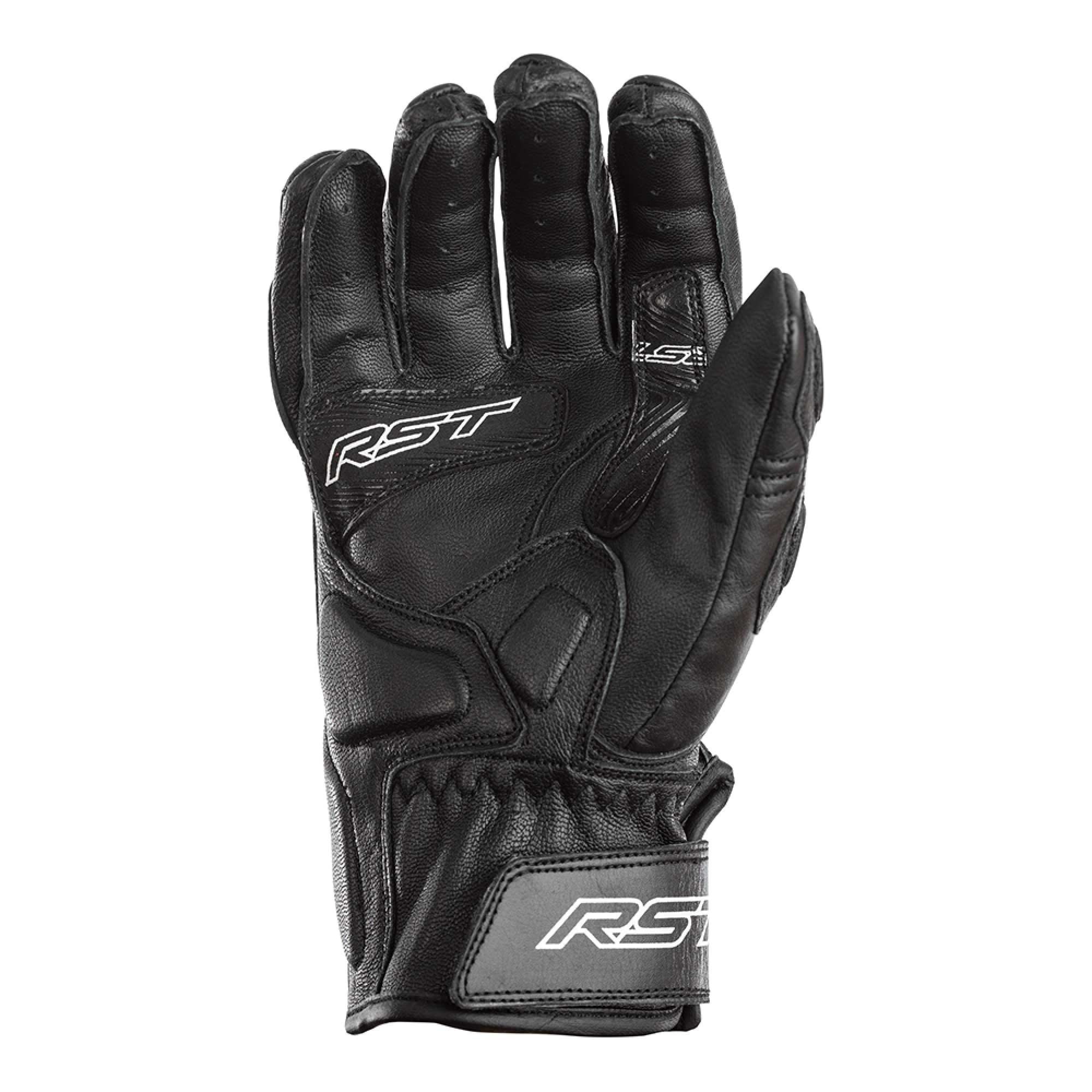 RST Women's Motorcycle Short Leather Gloves - Stunt III CE (Black / Black)