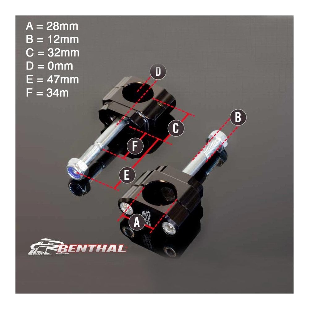 Renthal - Bar Mounts - Fat Bar/28.6mm - 5mm Offset - YZ125 14-26, YZ250 10-26