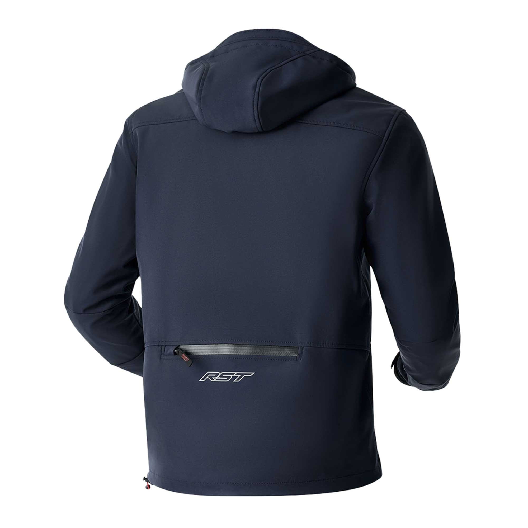 RST Motorcycle Riding Hoodie Jacket - Havoc Softshell D3O Armour (Navy)