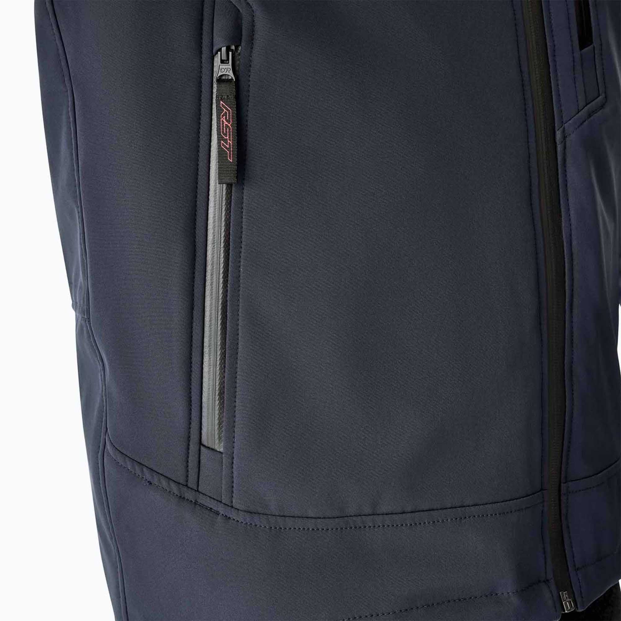 RST Motorcycle Riding Hoodie Jacket - Havoc Softshell D3O Armour (Navy)