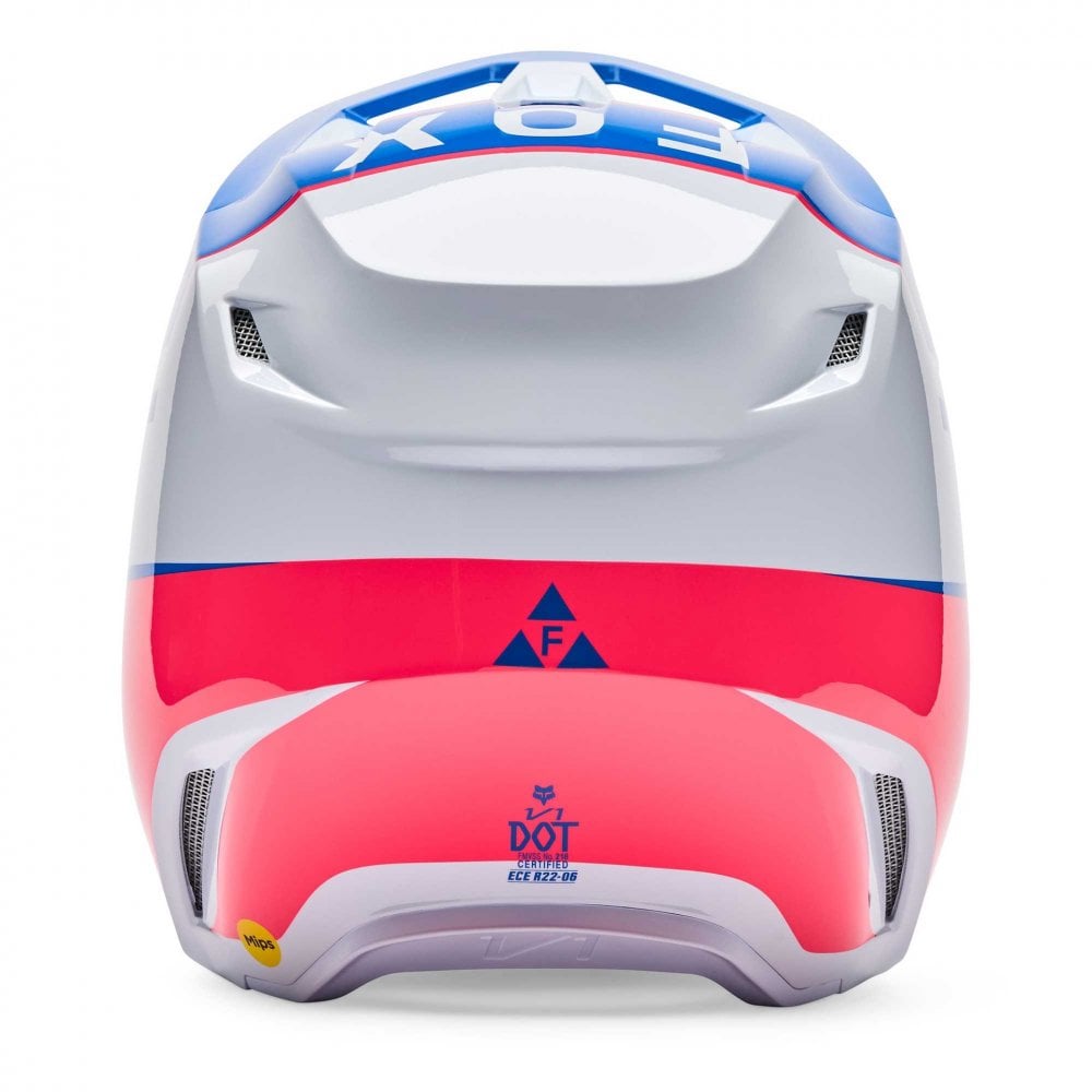 FOX Racing MX Youth Helmet - V1 COLLECT (White/Blue/Pink)