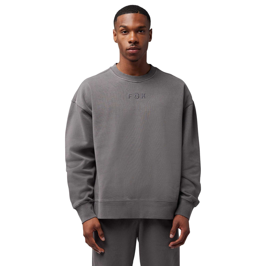 FOX Racing Mens Jumper - WORDMARK Oversized Fleece Crew (Pewter)