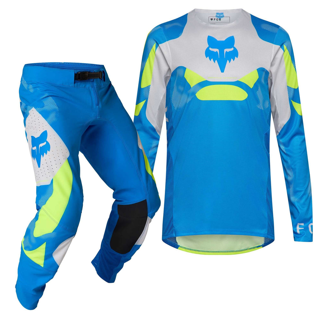 FOX Racing MX Jersey & Pant Kit Deal - FLEXAIR TACTILE (Blue/Grey/Yellow)