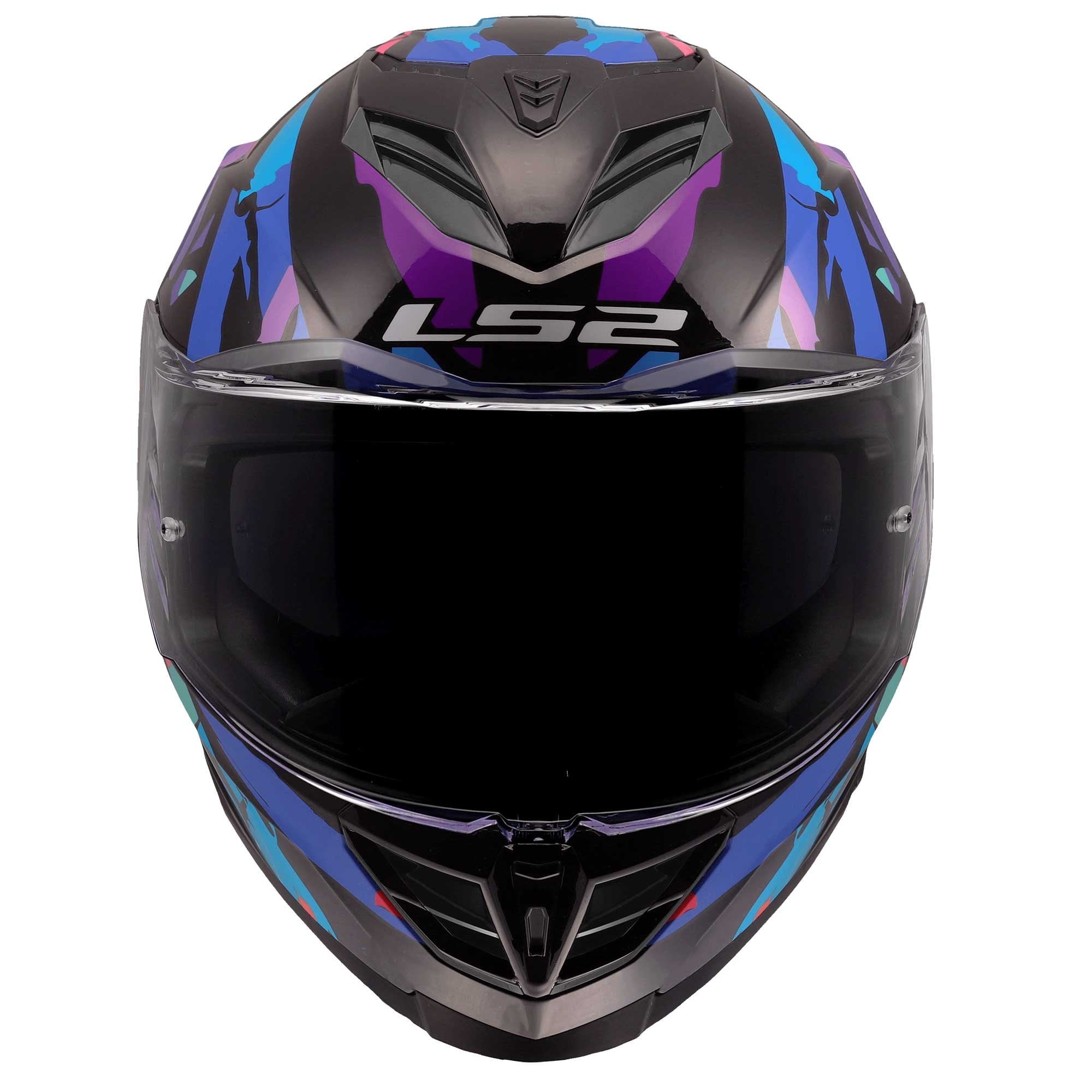 LS2 Motorcycle Road | Urban Helmet - FF818 Storm 3 KAOS (Black/Purple/Pink/Blue)