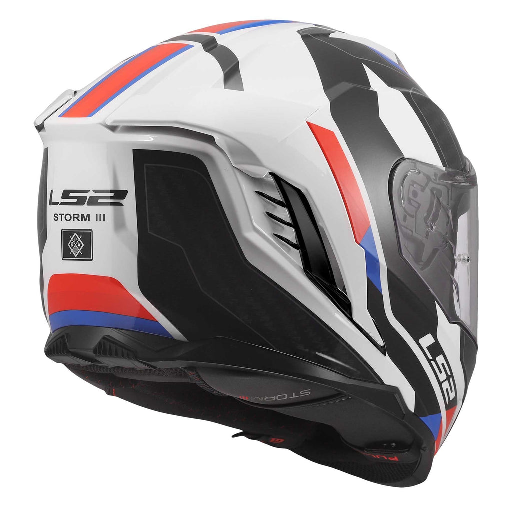 LS2 Motorcycle Road | Urban Helmet - FF818 Storm 3 SPORTY (White/Blue/Red)