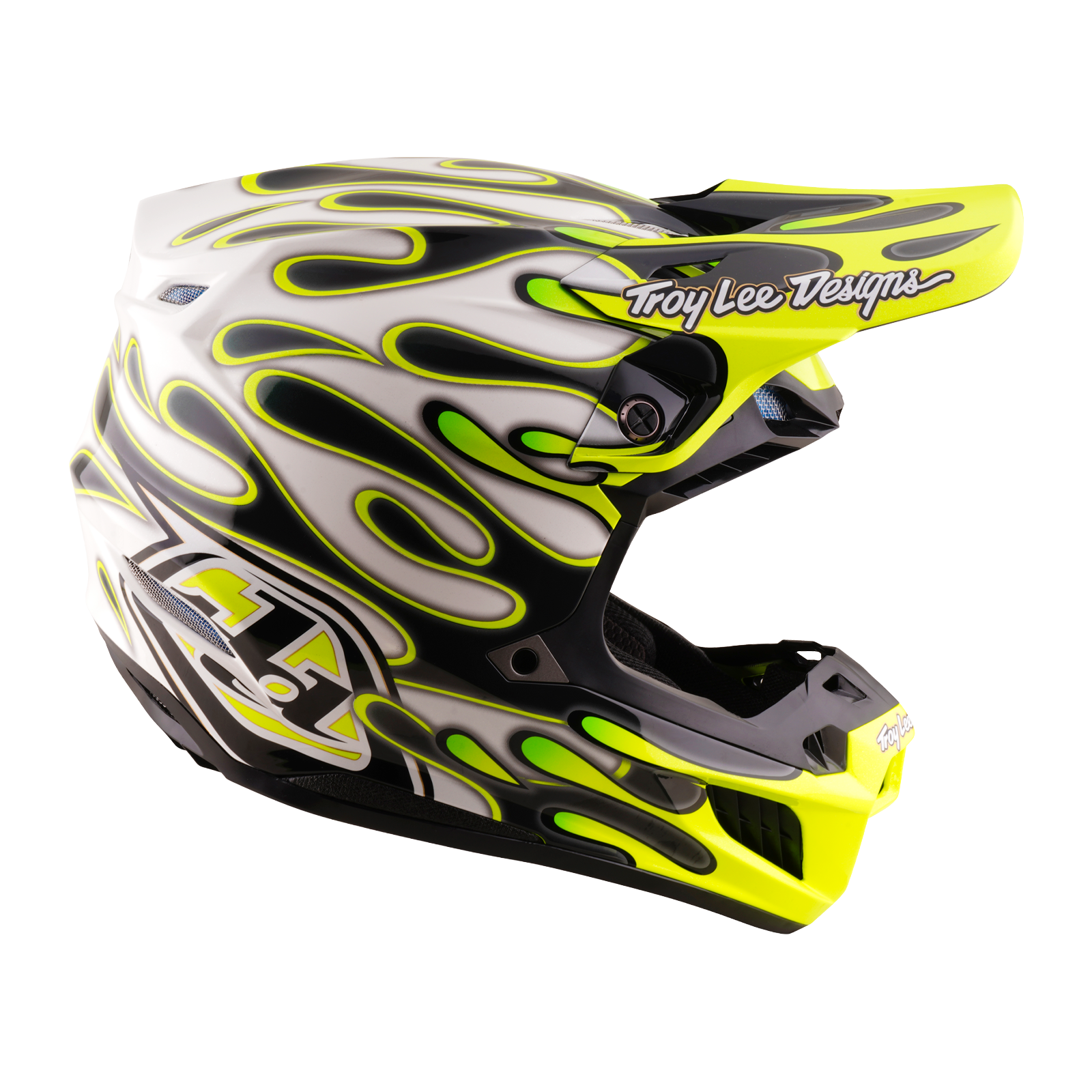 Troy Lee Designs SE5 Composite MIPS OVERSPRAY MX | Enduro Helmet (Charocal/Flo Yellow)